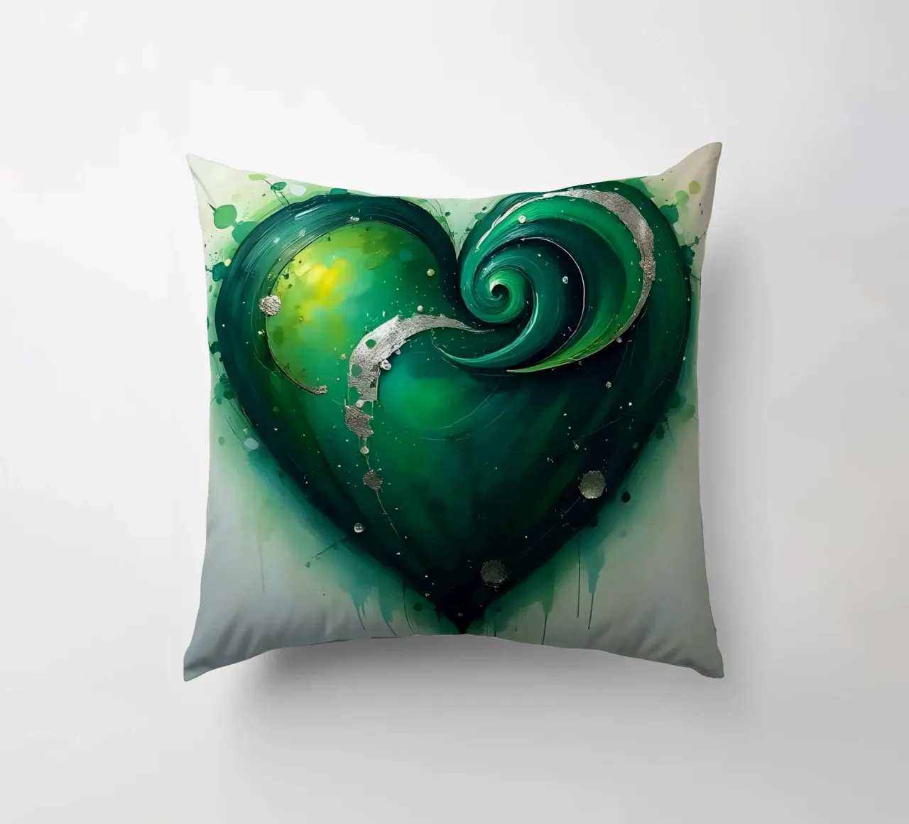 cuore_verde_argento_3 cuscino da Pink- und LoveArt by LK