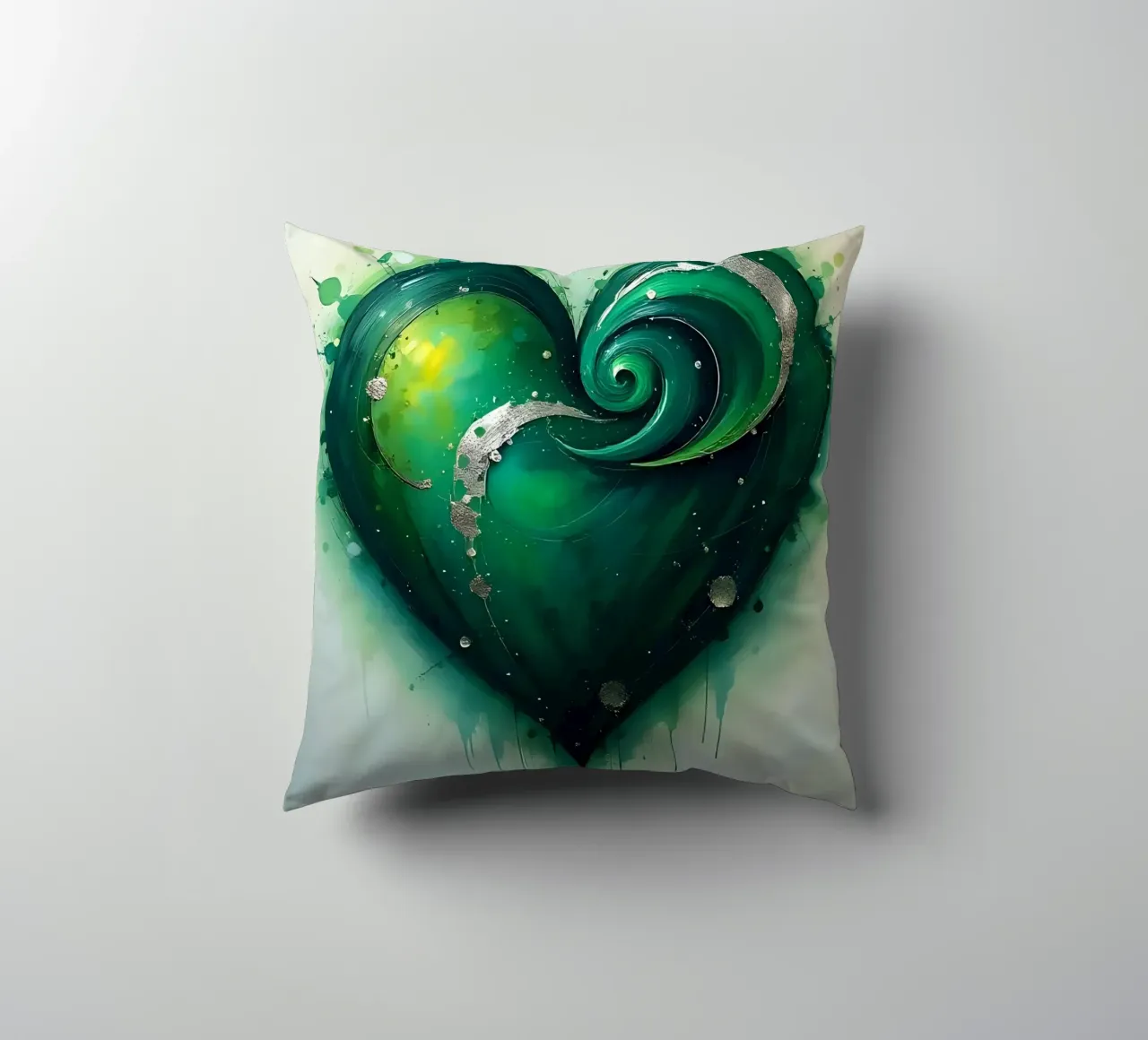 cuore_verde_argento_3 cuscino da Pink- und LoveArt by LK