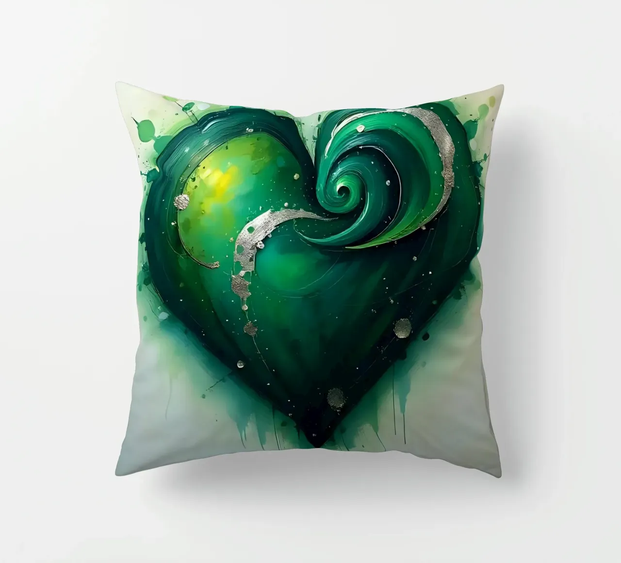 cuore_verde_argento_3 cuscino da Pink- und LoveArt by LK