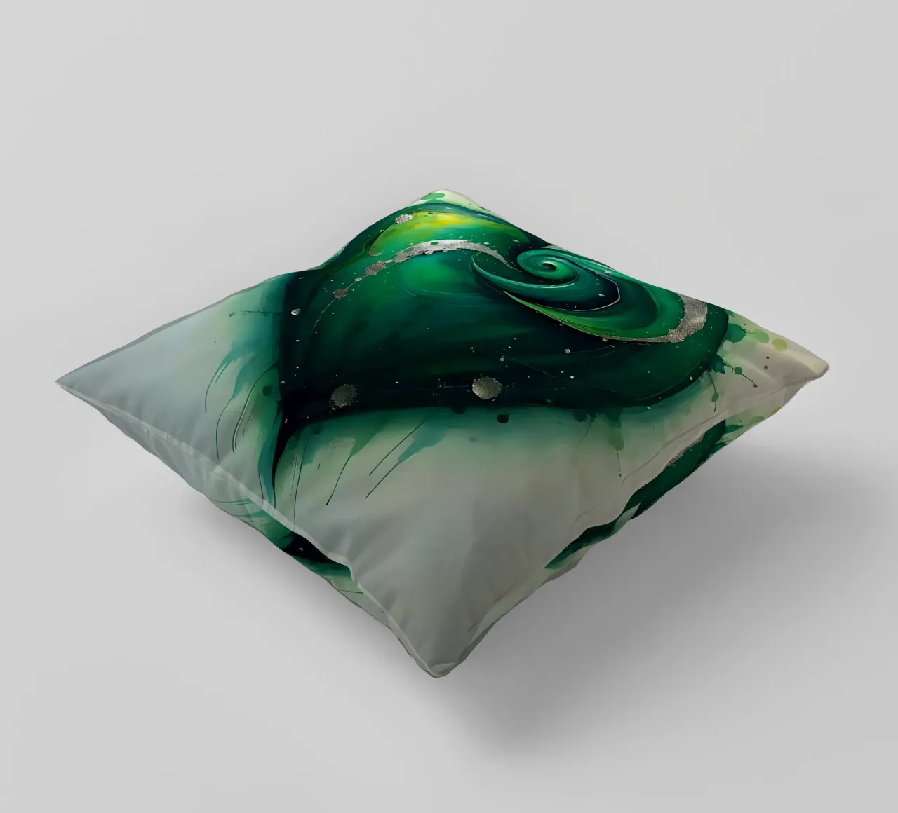 cuore_verde_argento_3 cuscino da Pink- und LoveArt by LK