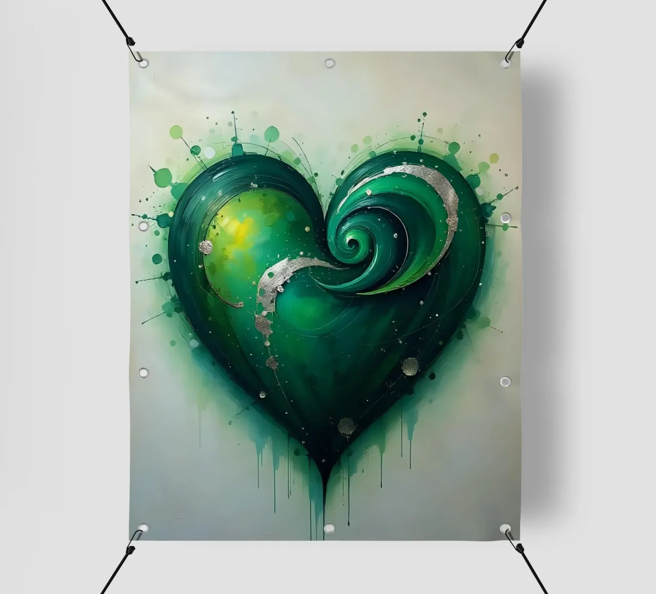 cuore_verde_argento_3 telo in pvc da Pink- und LoveArt by LK