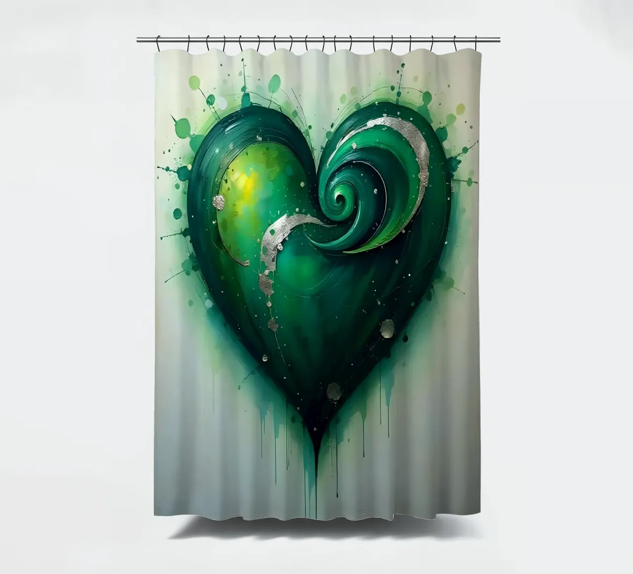 cuore_verde_argento_3 tenda da doccia da Pink- und LoveArt by LK