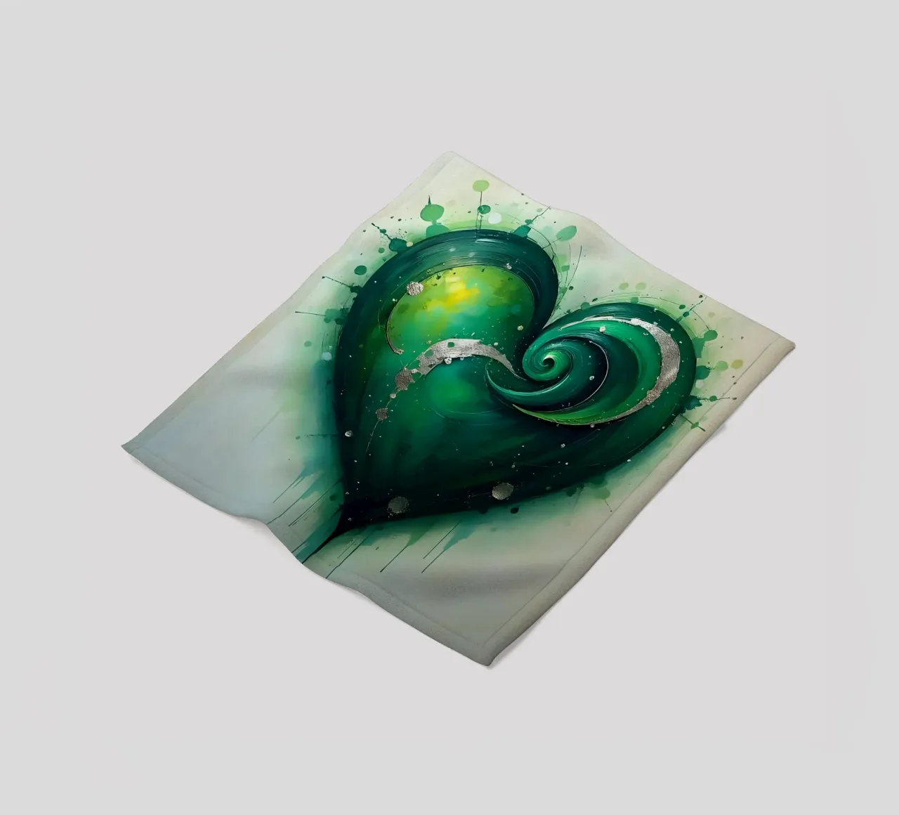 cuore_verde_argento_3 coperta in pile da Pink- und LoveArt by LK