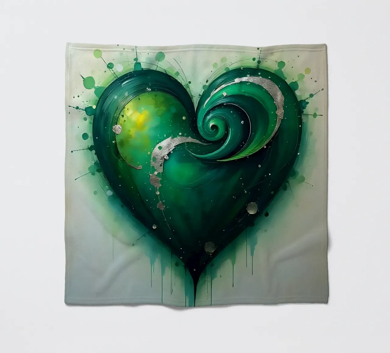 cuore_verde_argento_3 coperta in pile da Pink- und LoveArt by LK