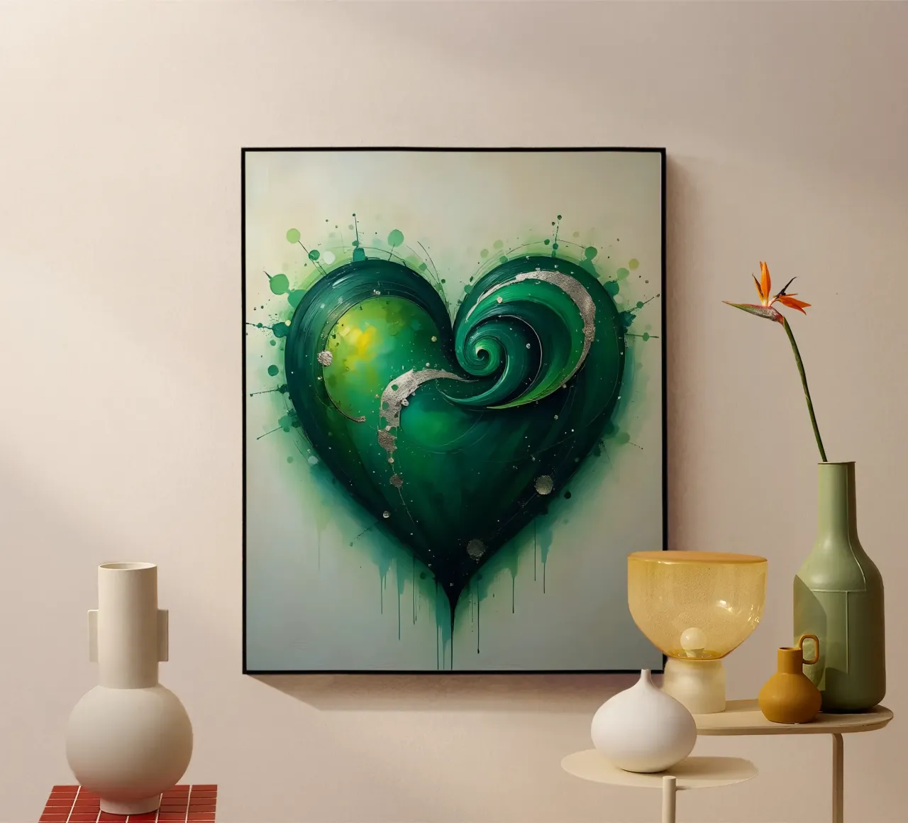 cuore_verde_argento_3 plexiglass da Pink- und LoveArt by LK