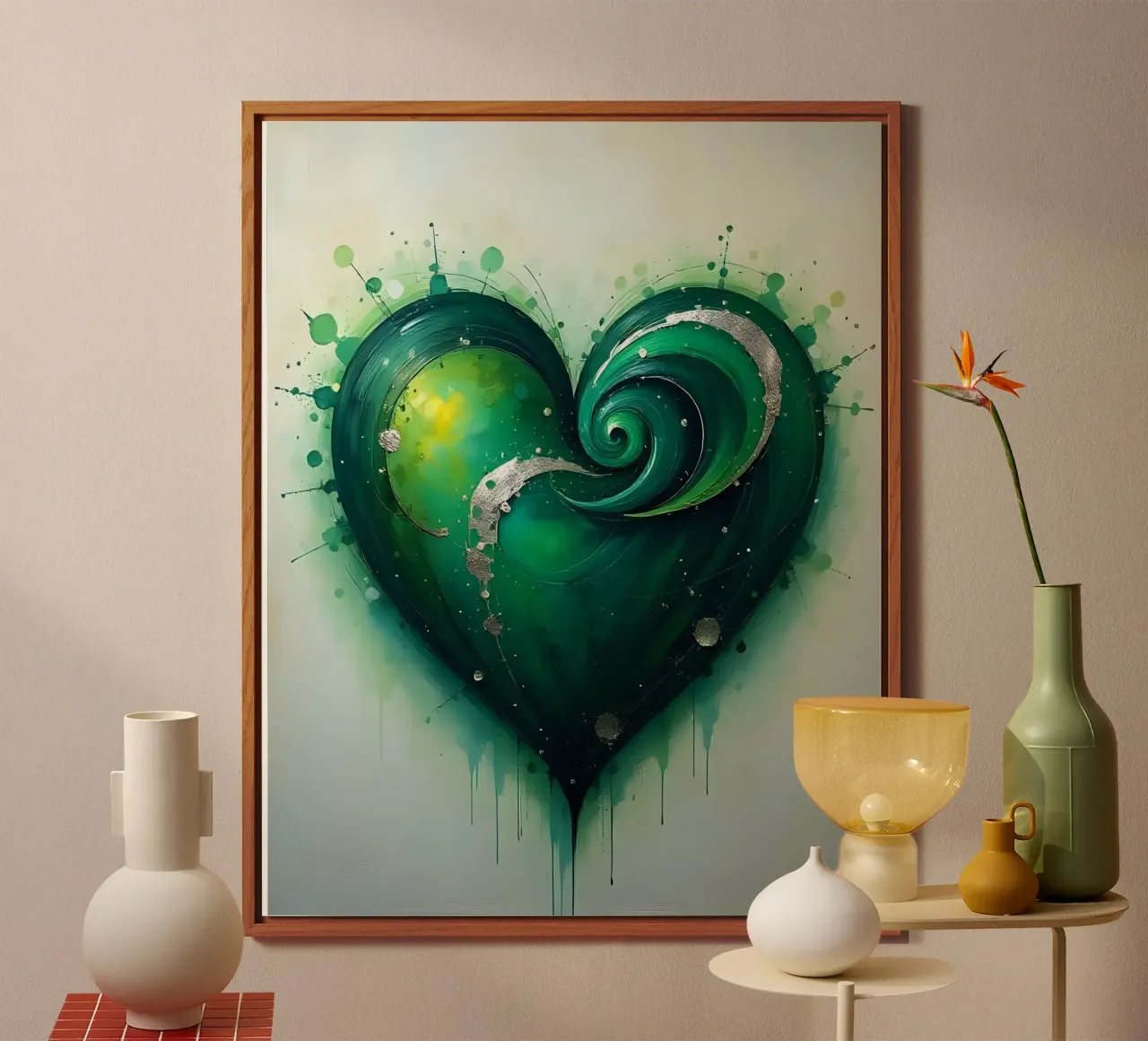 cuore_verde_argento_3 alluminio dibond da Pink- und LoveArt by LK