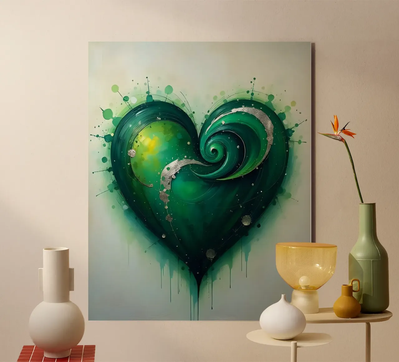 cuore_verde_argento_3 alluminio dibond da Pink- und LoveArt by LK