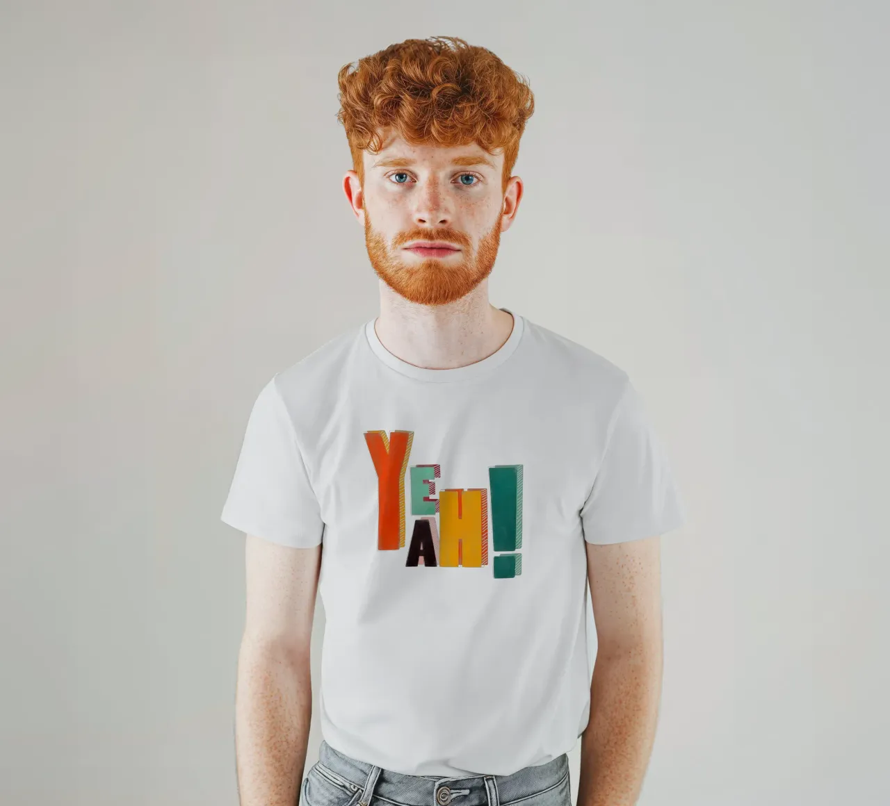 YEAH! – Retro Color Block Typography Print t-shirt by showmemars