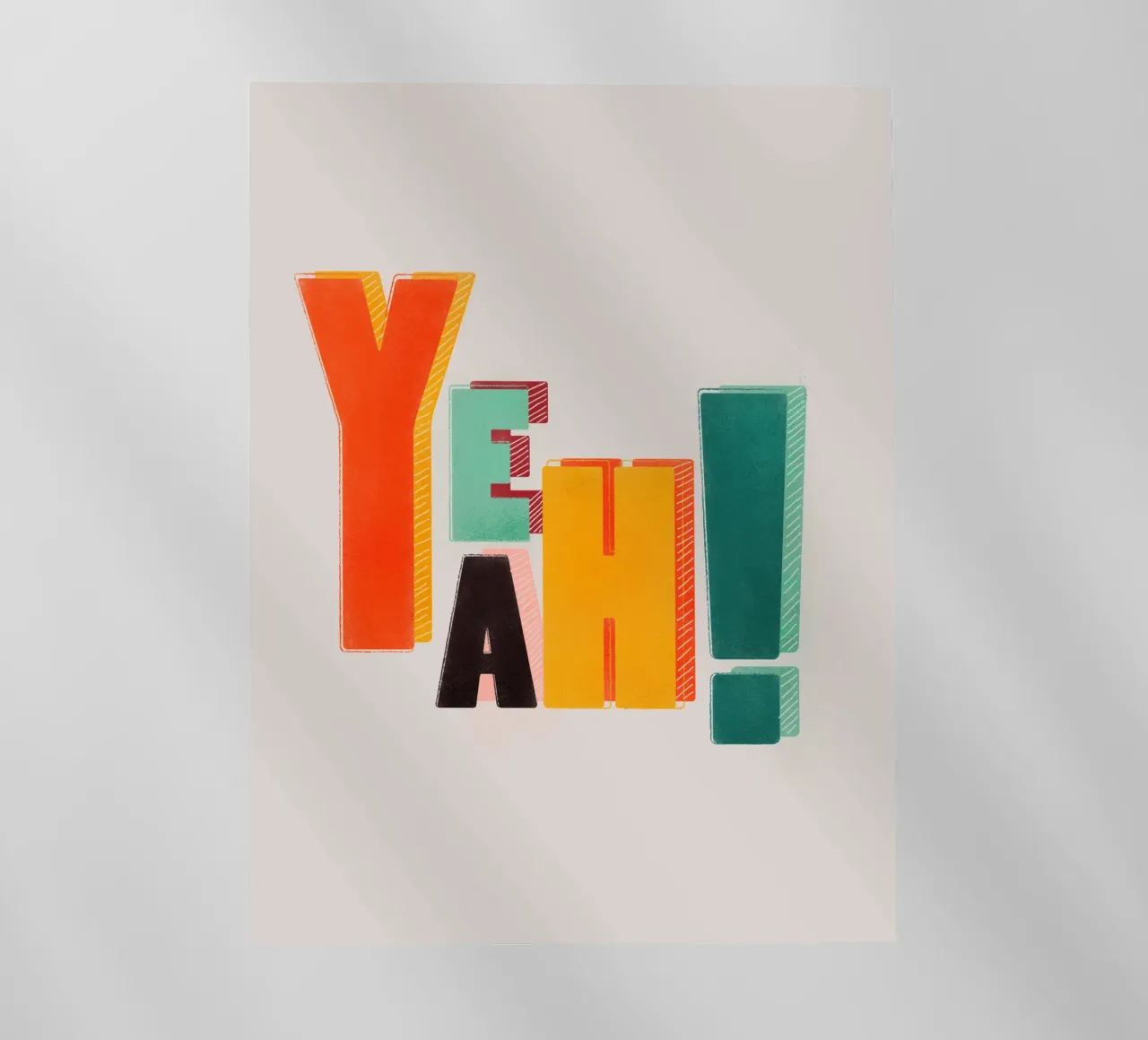 YEAH! – Retro Color Block Typography Print backlit film by showmemars