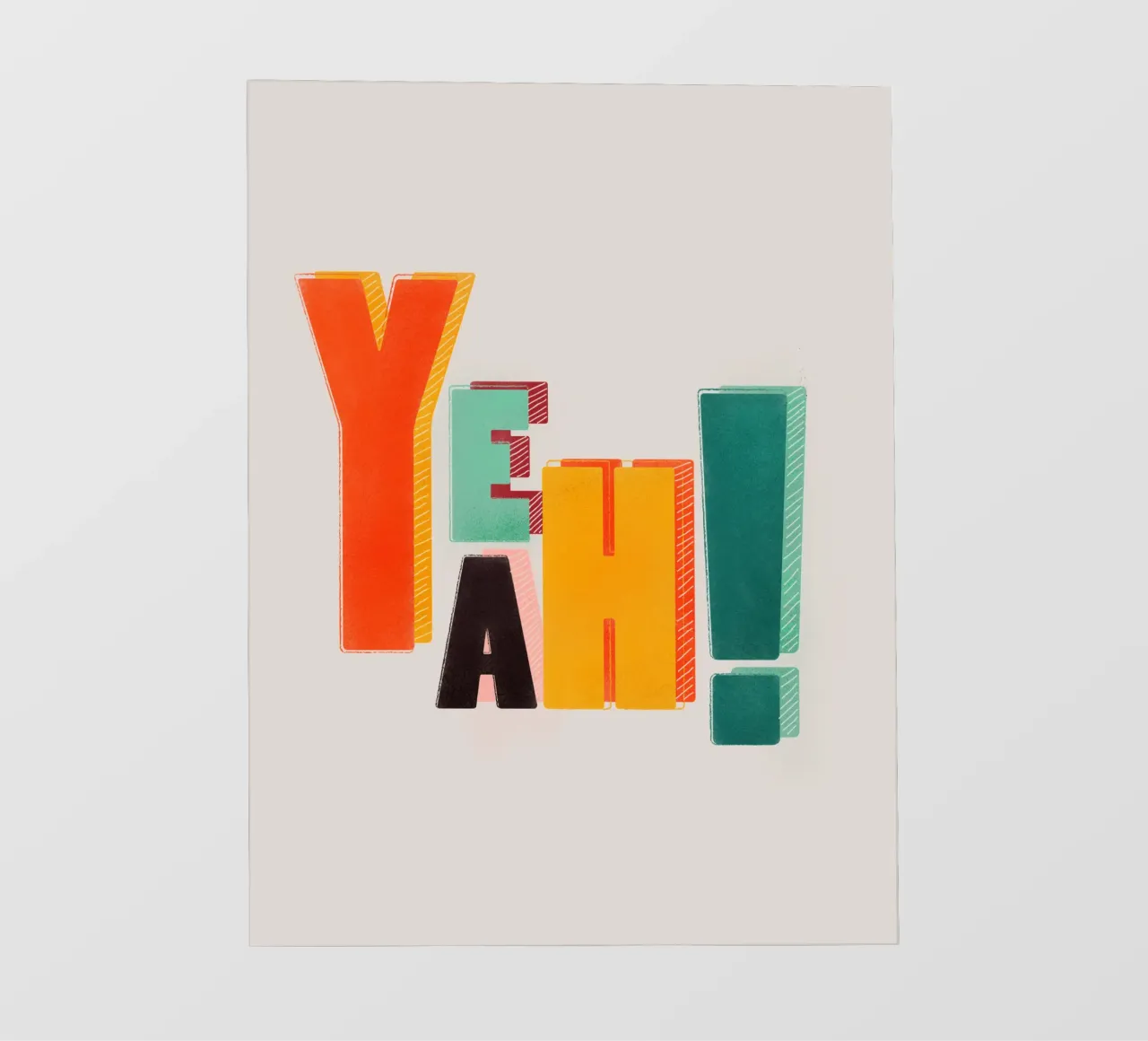 YEAH! – Retro Color Block Typography Print backlit film by showmemars