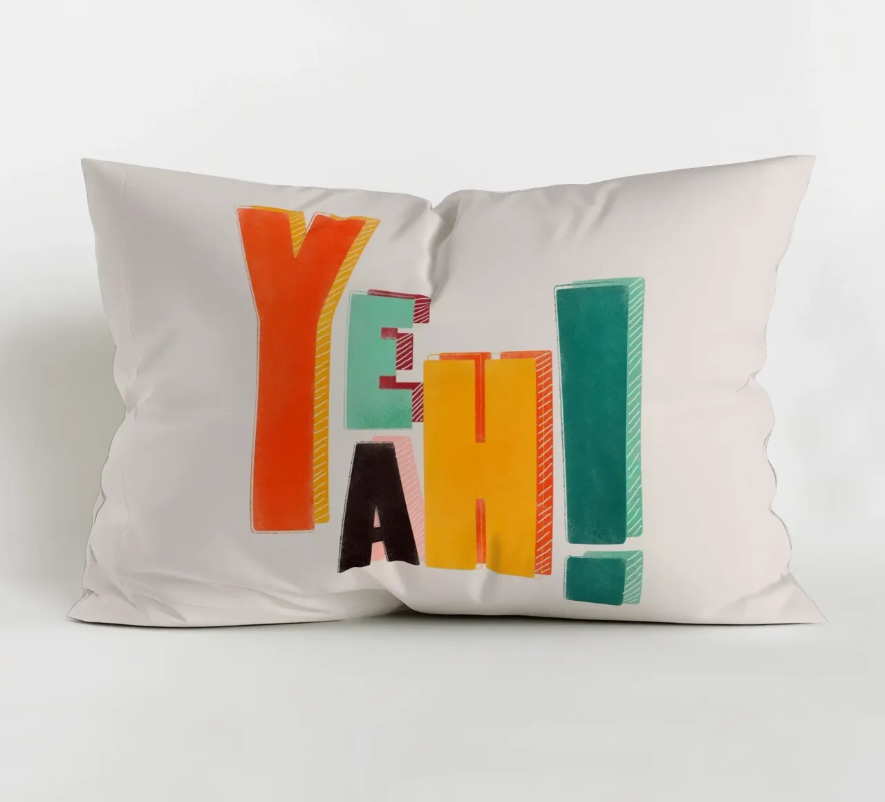 YEAH! - Stampa tipografica retrò a blocchi di colore cuscino da showmemars