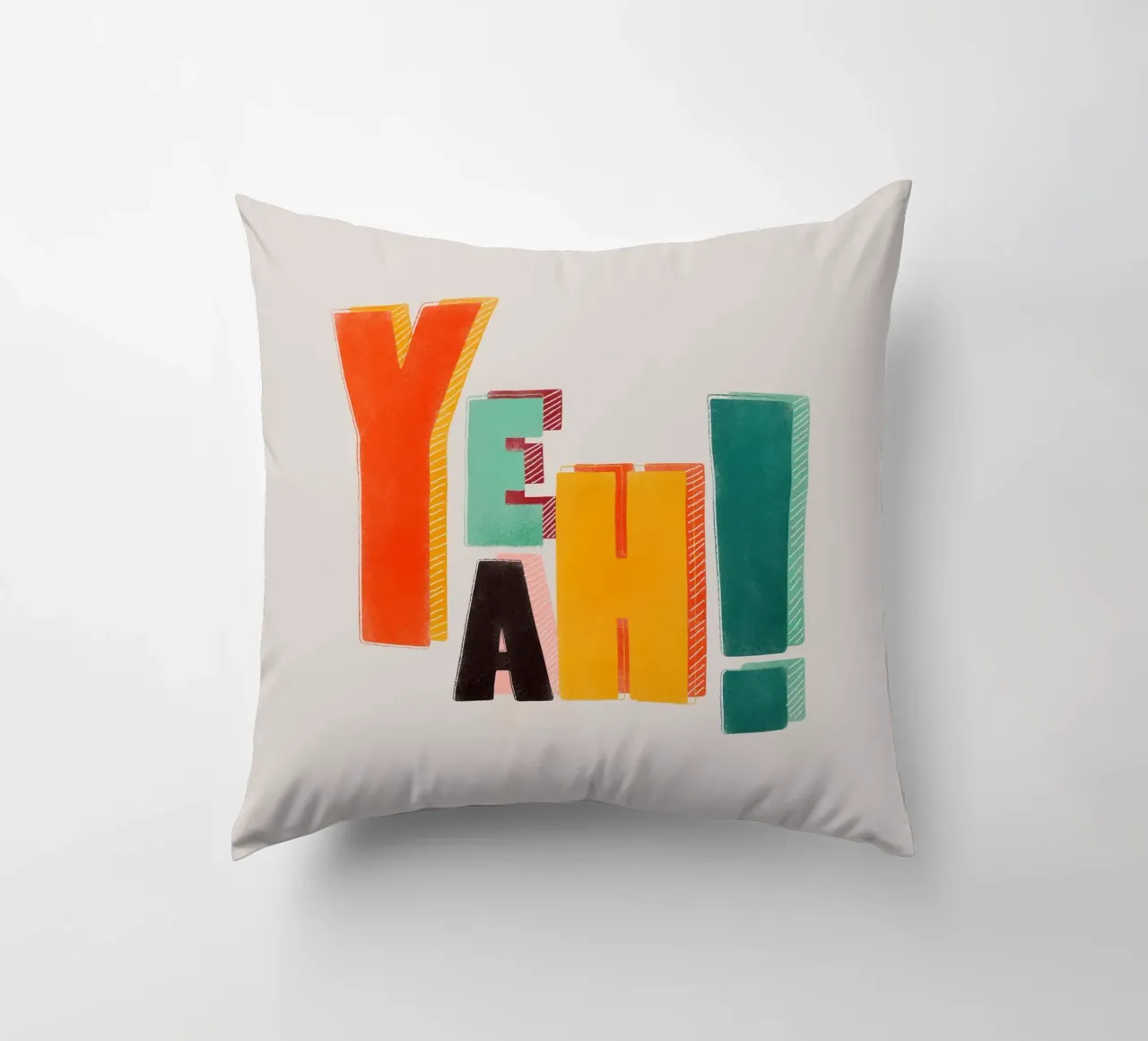 YEAH! - Stampa tipografica retrò a blocchi di colore cuscino da showmemars