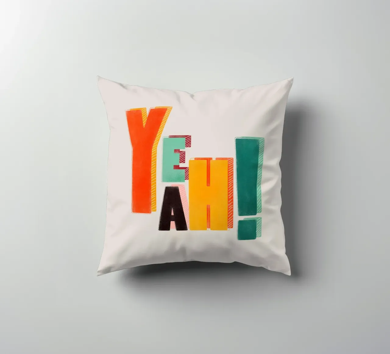 YEAH! - Stampa tipografica retrò a blocchi di colore cuscino da showmemars
