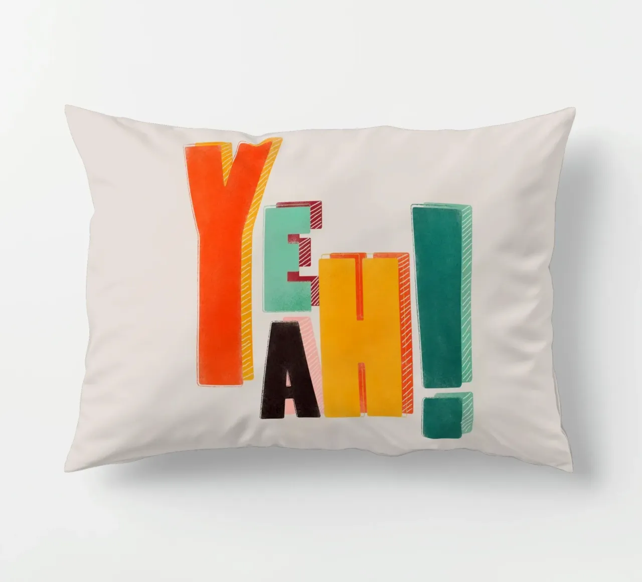 YEAH! - Stampa tipografica retrò a blocchi di colore cuscino da showmemars