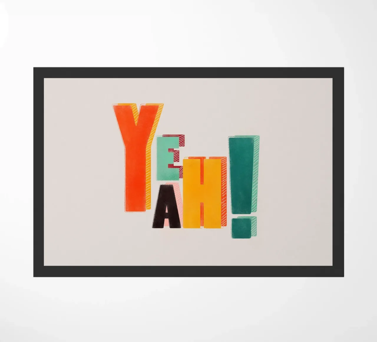 YEAH! – Retro Color Block Typography Print doormat by showmemars