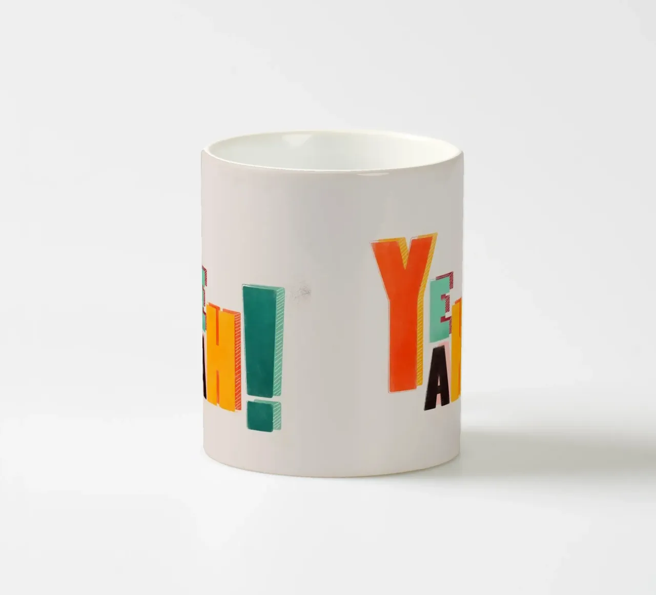 YEAH! – Retro Color Block Typography Print ceramic mug by showmemars