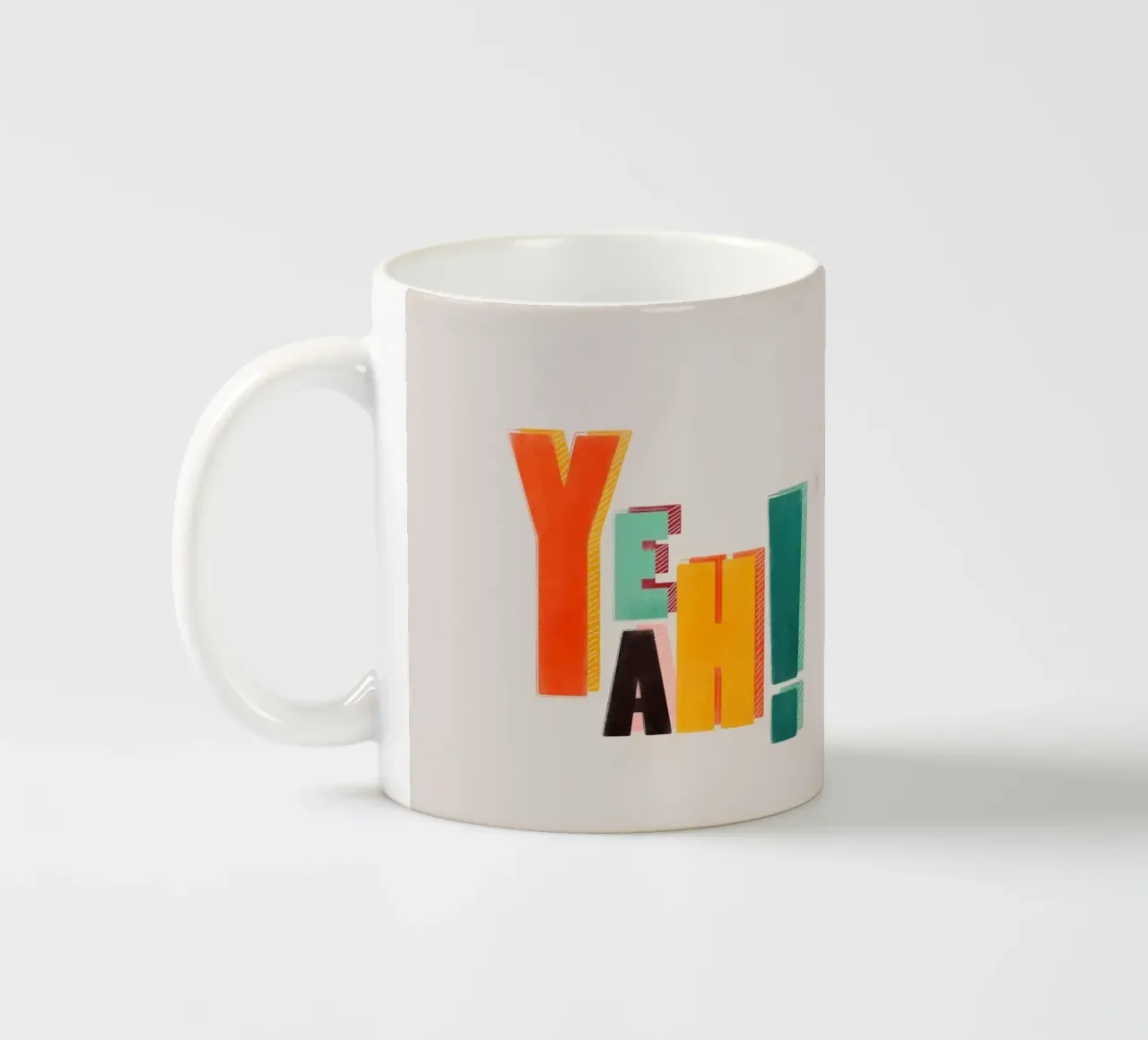 YEAH! – Retro Color Block Typography Print ceramic mug by showmemars
