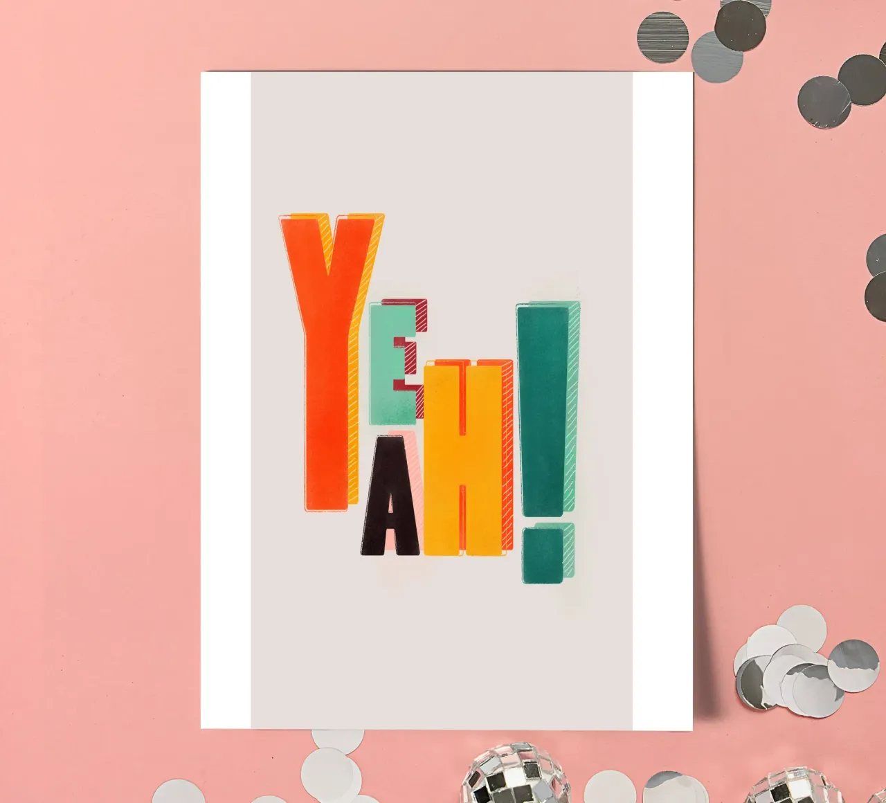 YEAH! – Retro Color Block Typography Print sticker sheet by showmemars