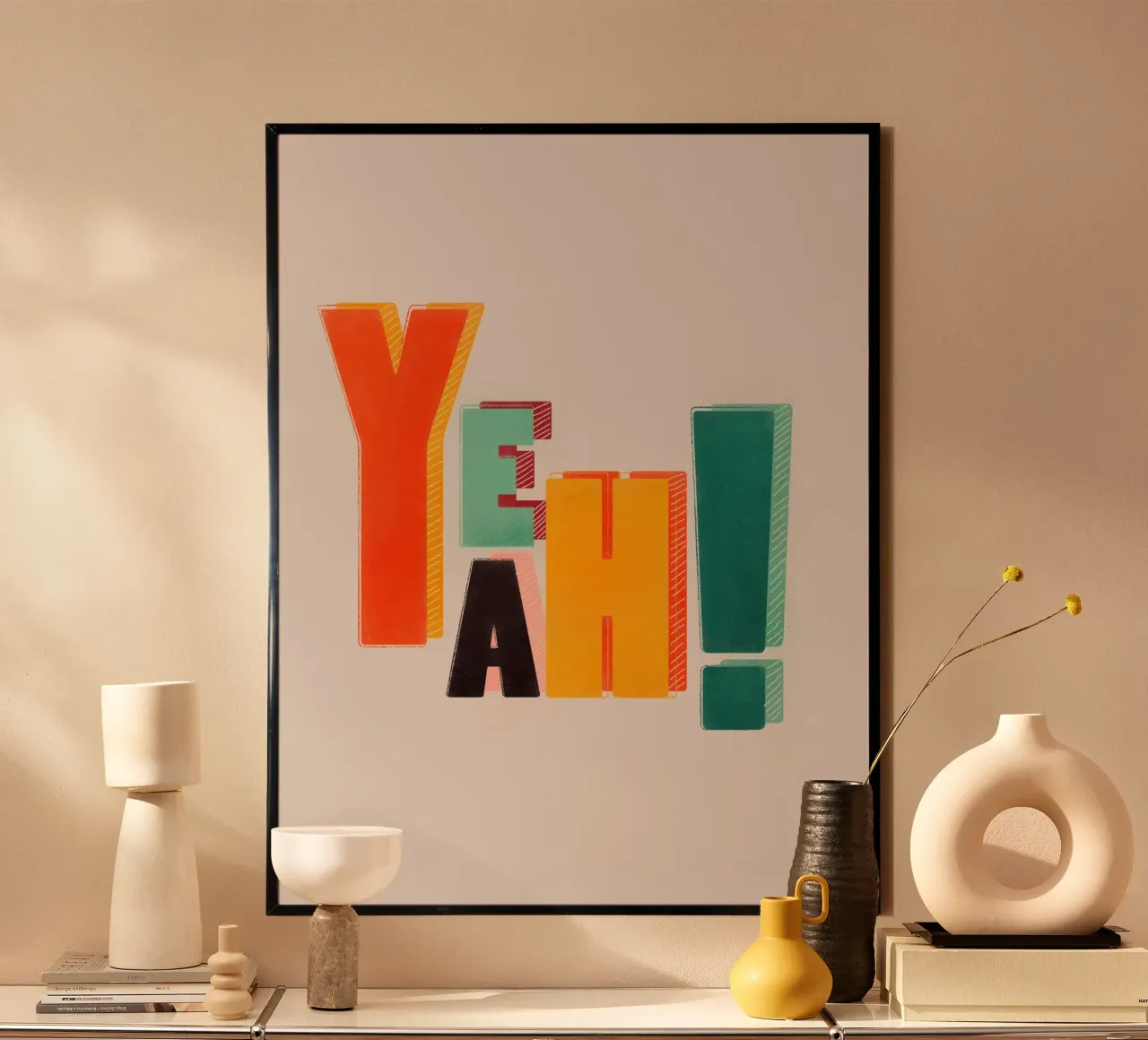 YEAH! – Retro Color Block Typography Print hahnemühle by showmemars