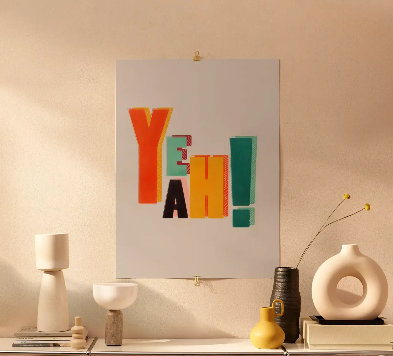YEAH! – Retro Color Block Typography Print hahnemühle by showmemars