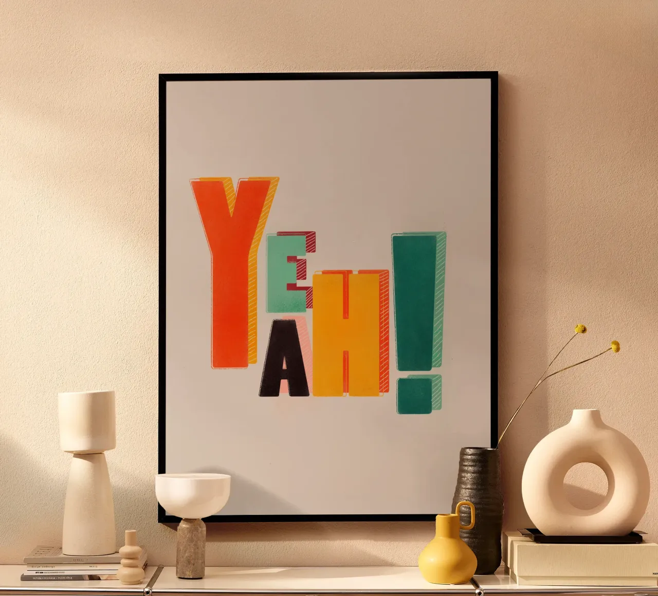 YEAH! – Retro Color Block Typography Print hahnemühle by showmemars
