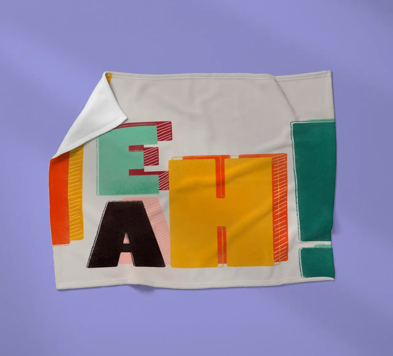 YEAH! – Retro Color Block Typography Print fleece blanket by showmemars