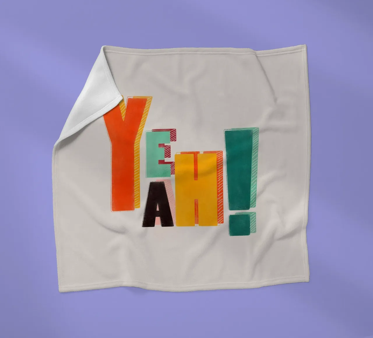 YEAH! – Retro Color Block Typography Print fleece blanket by showmemars