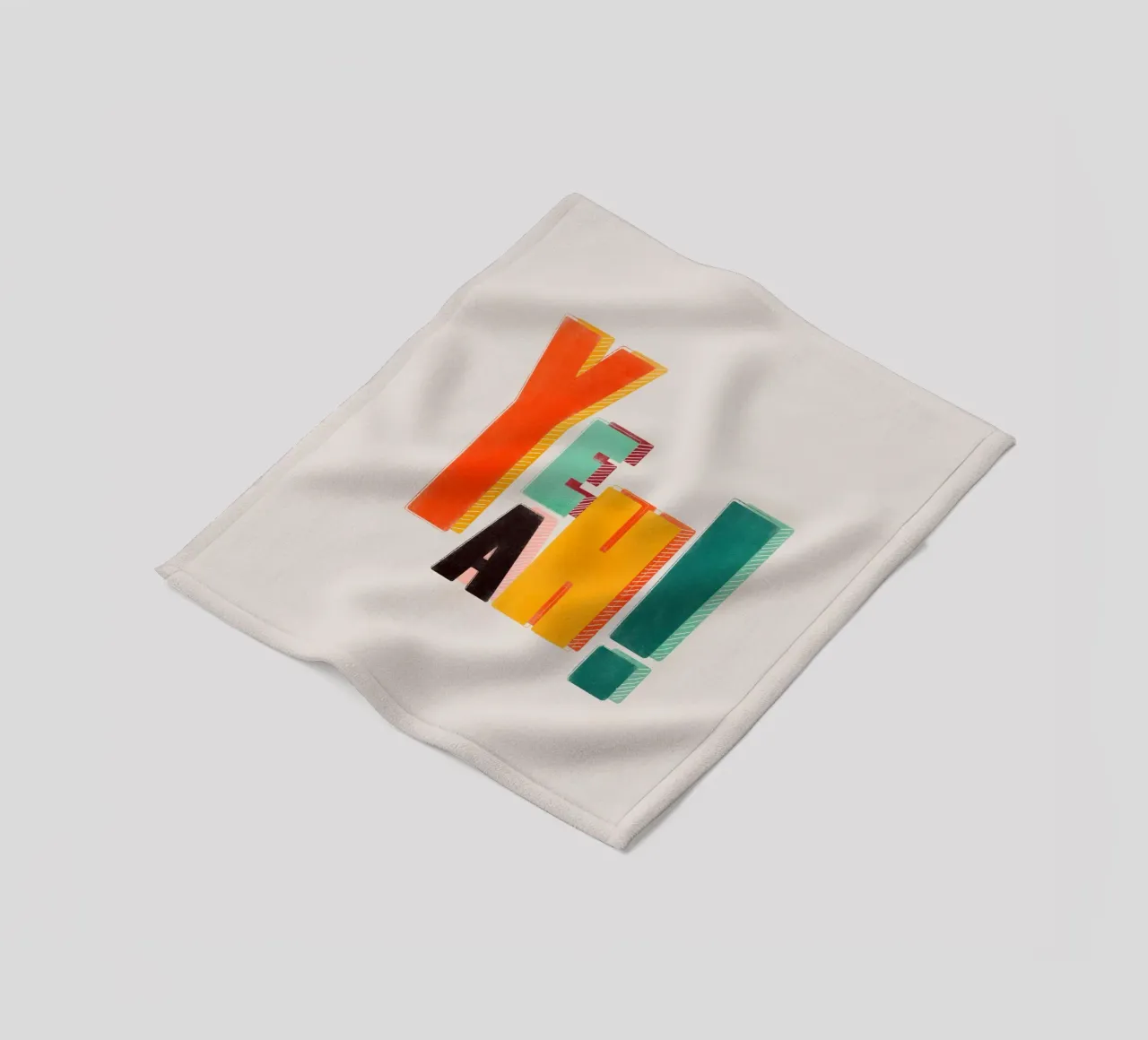 YEAH! – Retro Color Block Typography Print fleece blanket by showmemars