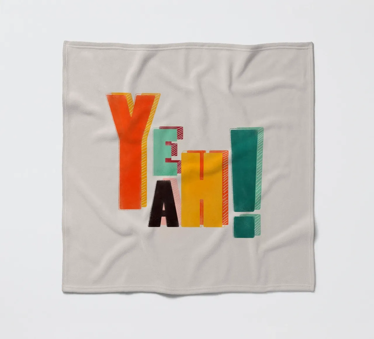 YEAH! – Retro Color Block Typography Print fleece blanket by showmemars