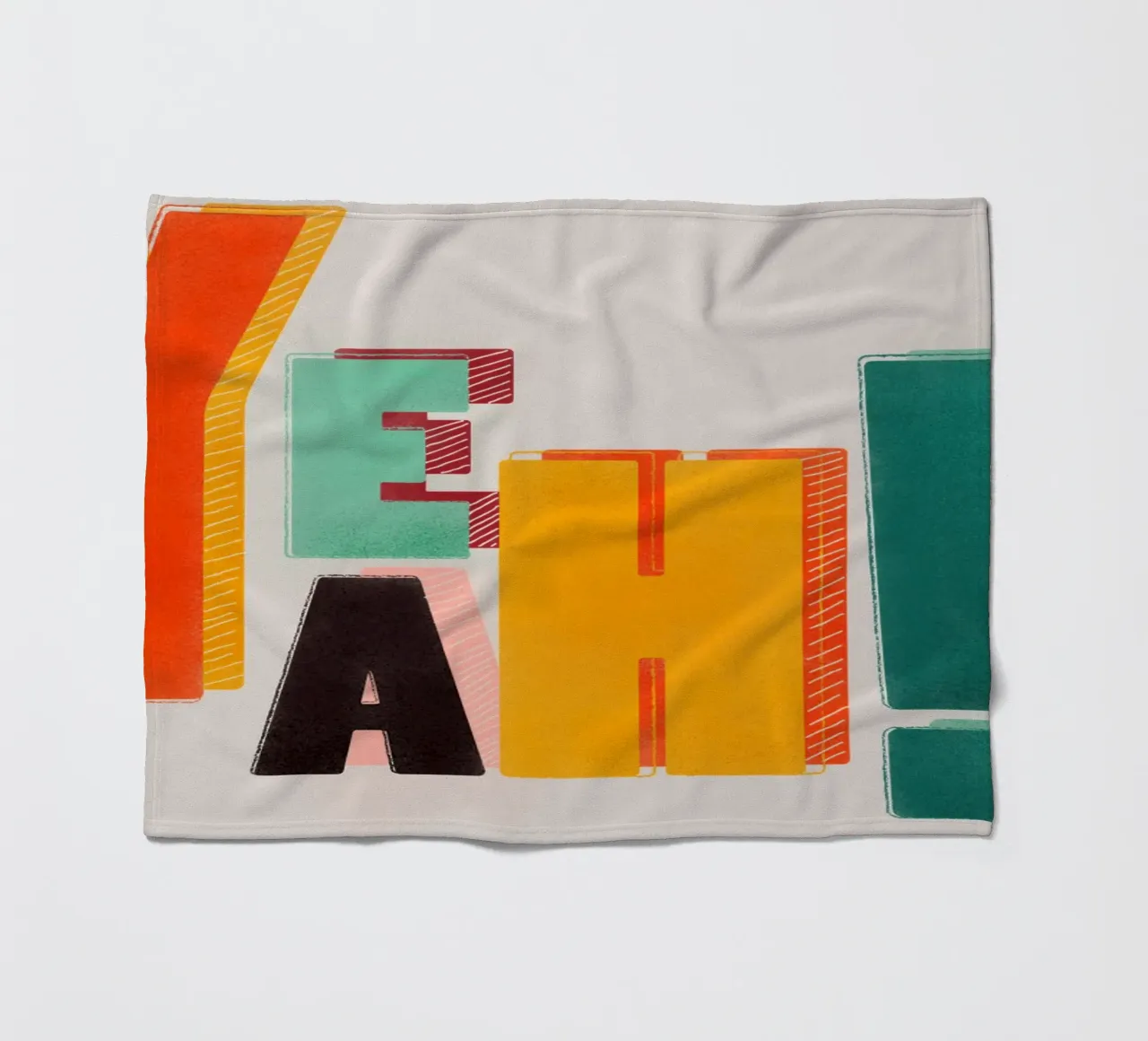 YEAH! – Retro Color Block Typography Print fleece blanket by showmemars