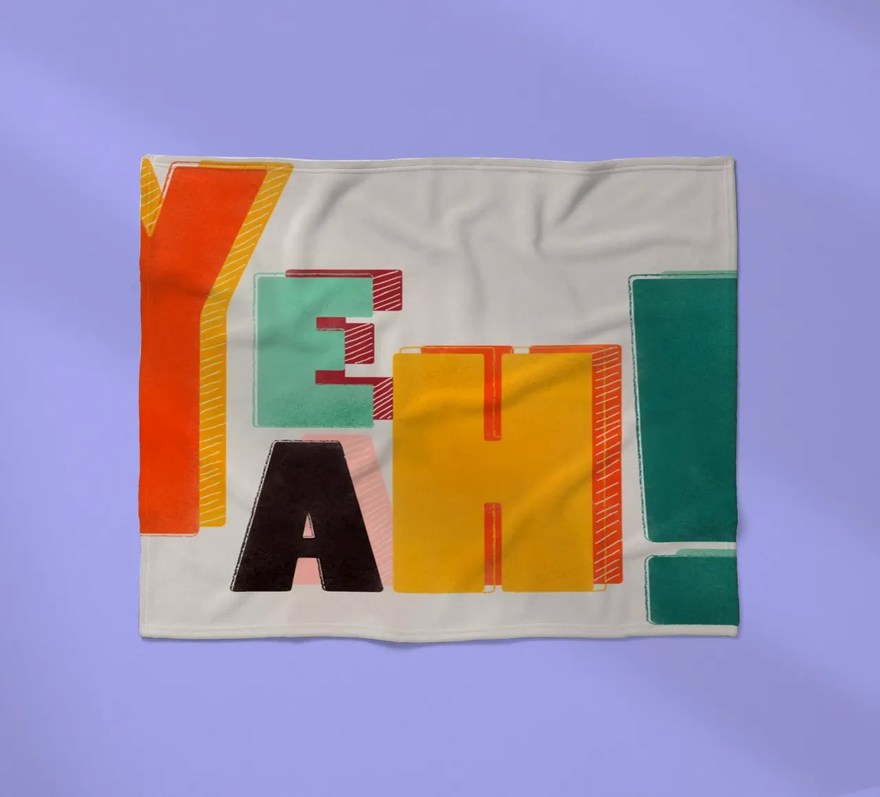 YEAH! – Retro Color Block Typography Print fleece blanket by showmemars
