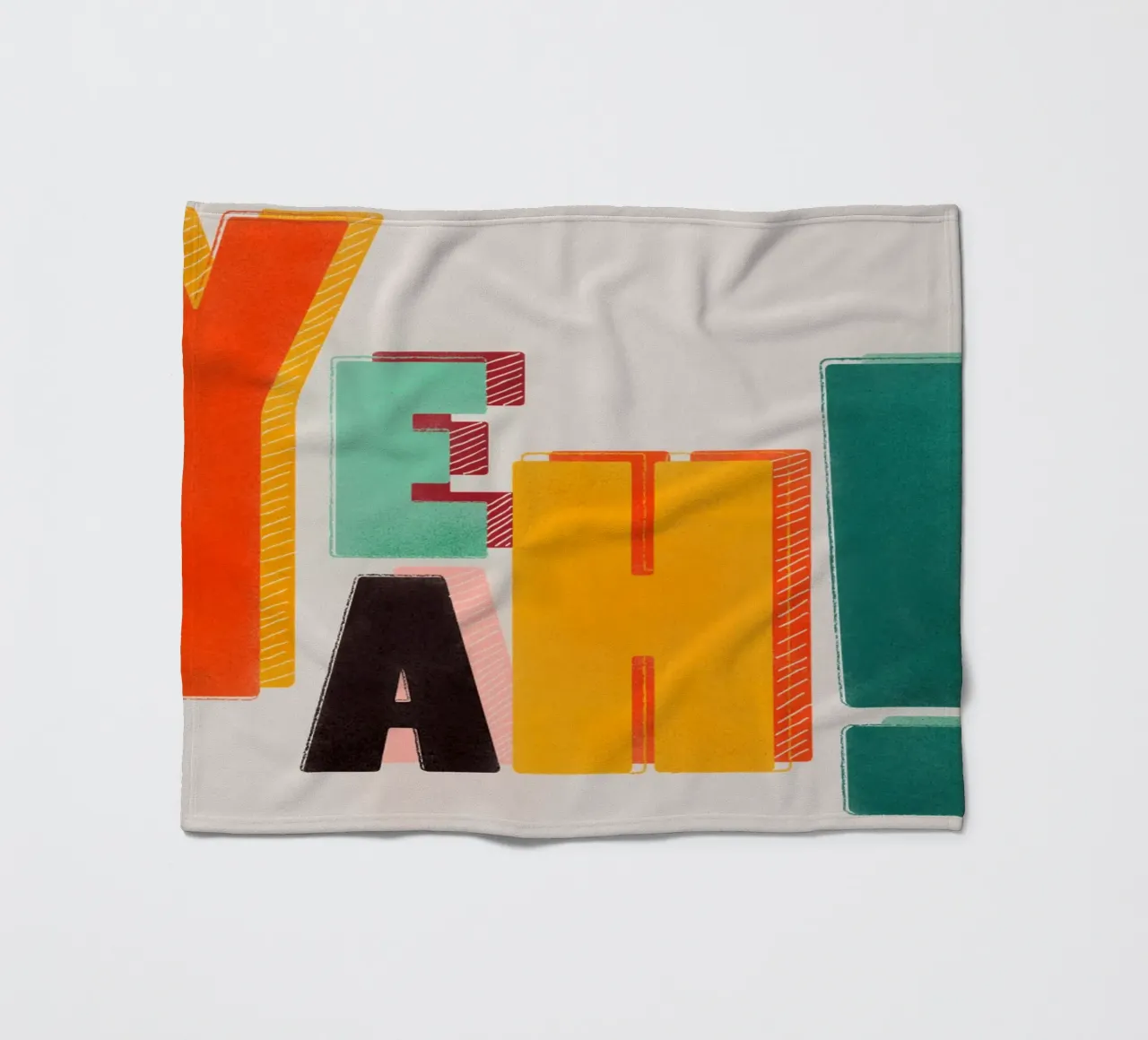 YEAH! – Retro Color Block Typography Print fleece blanket by showmemars