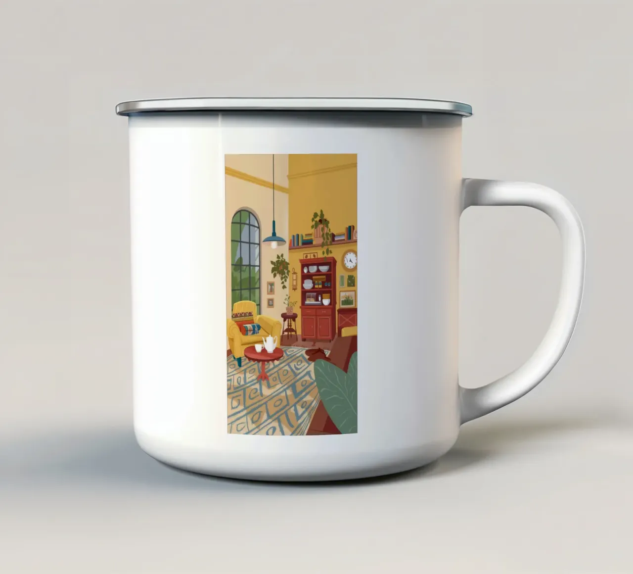 Vintage Room Charm enamel mug by Lumina Vision