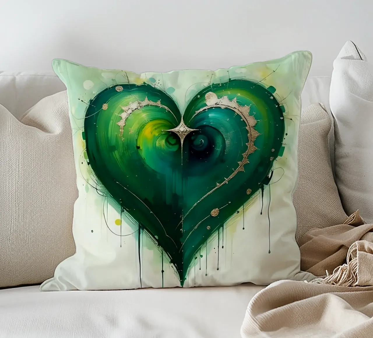 cuore_verde_argento_4 cuscino da Pink- und LoveArt by LK