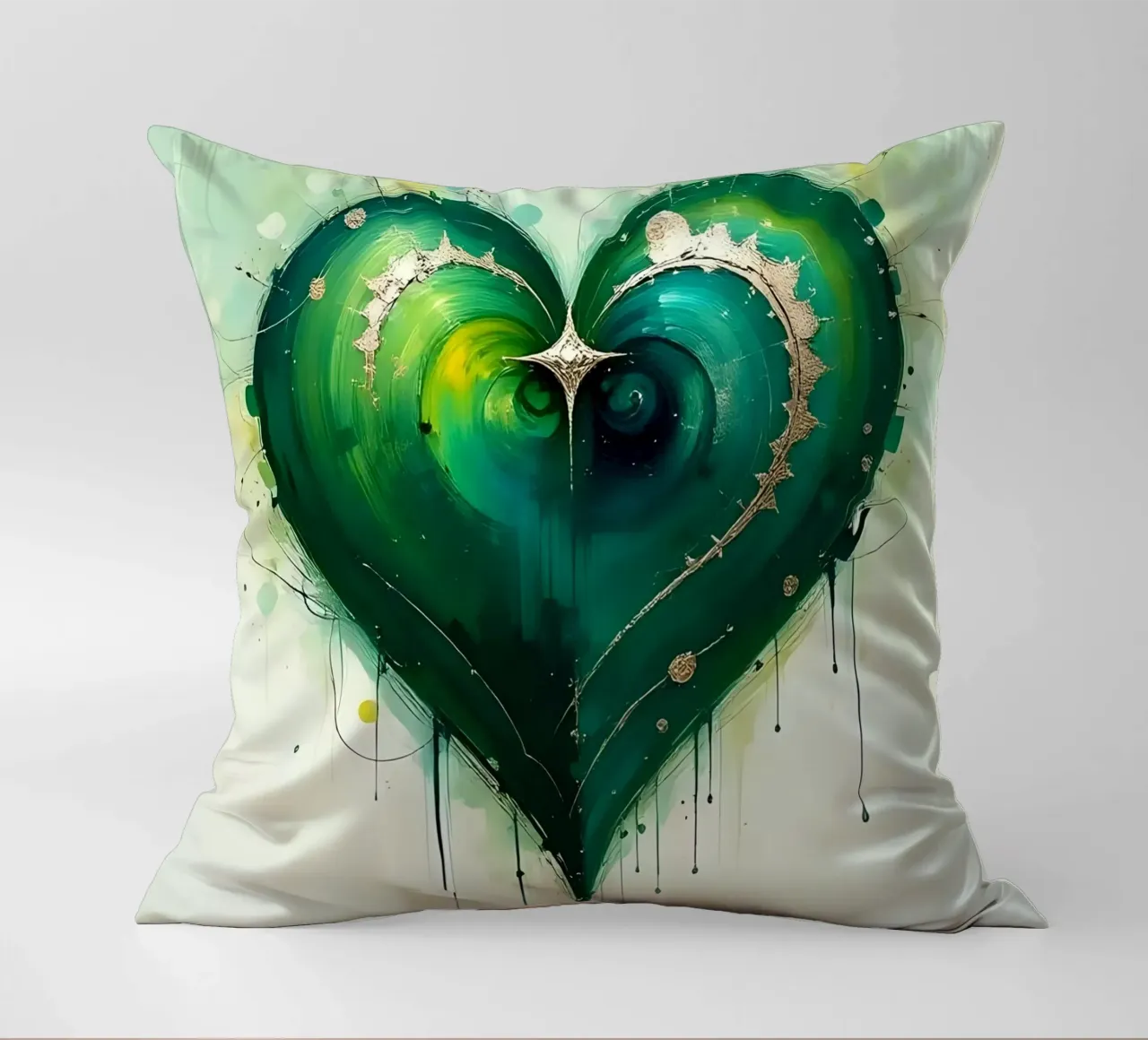 cuore_verde_argento_4 cuscino da Pink- und LoveArt by LK