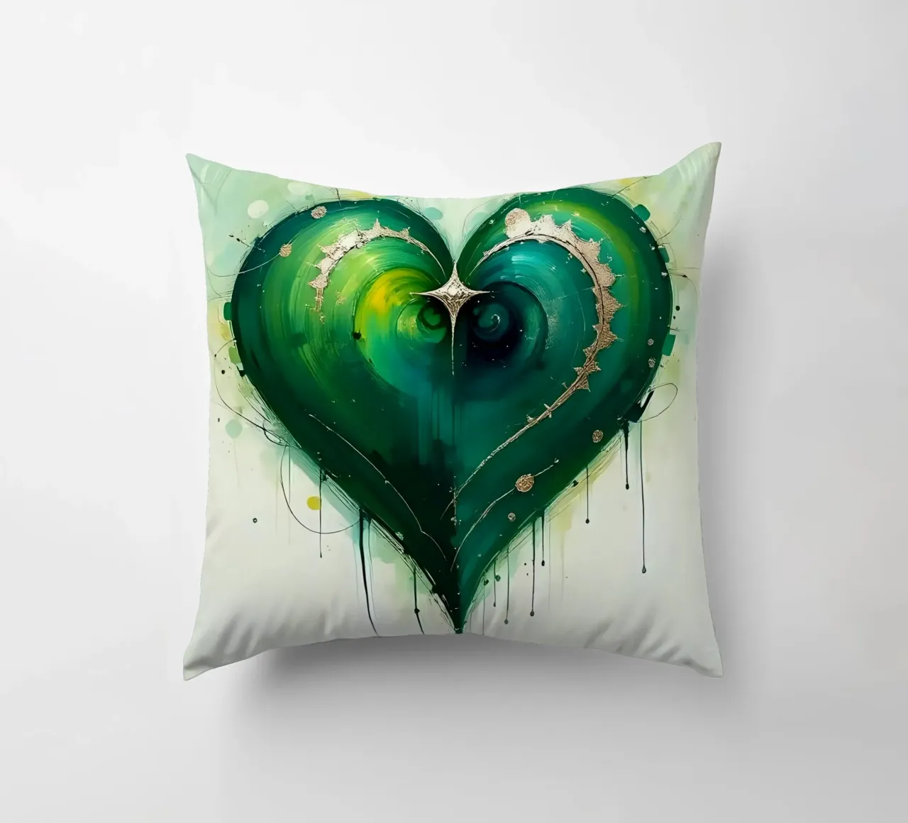 cuore_verde_argento_4 cuscino da Pink- und LoveArt by LK