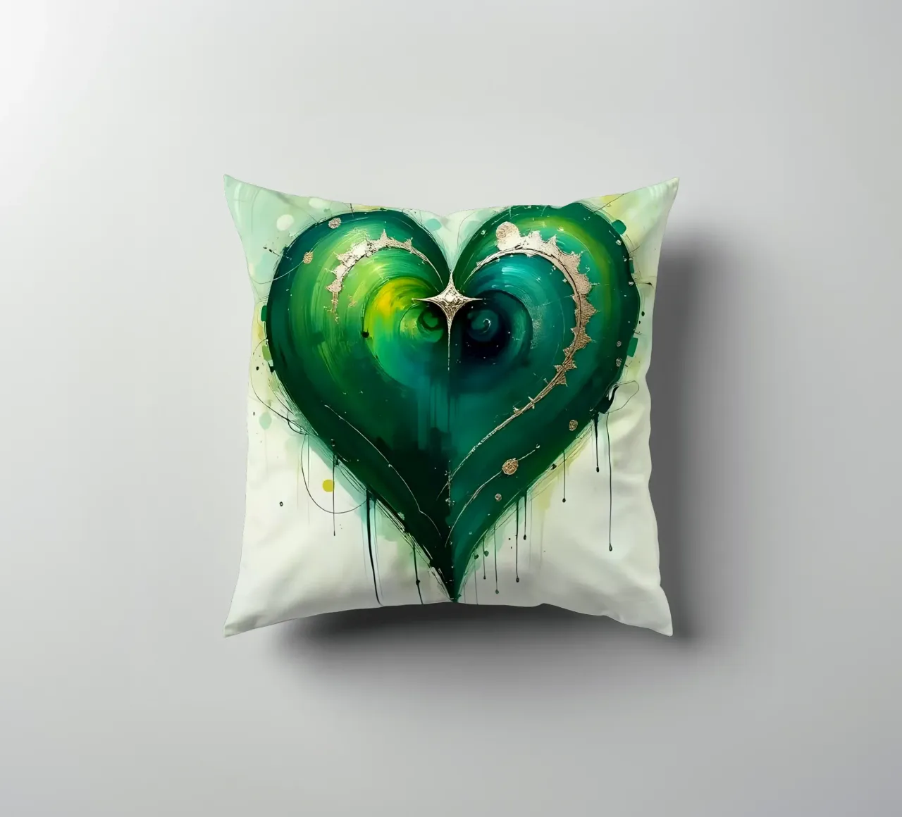 cuore_verde_argento_4 cuscino da Pink- und LoveArt by LK