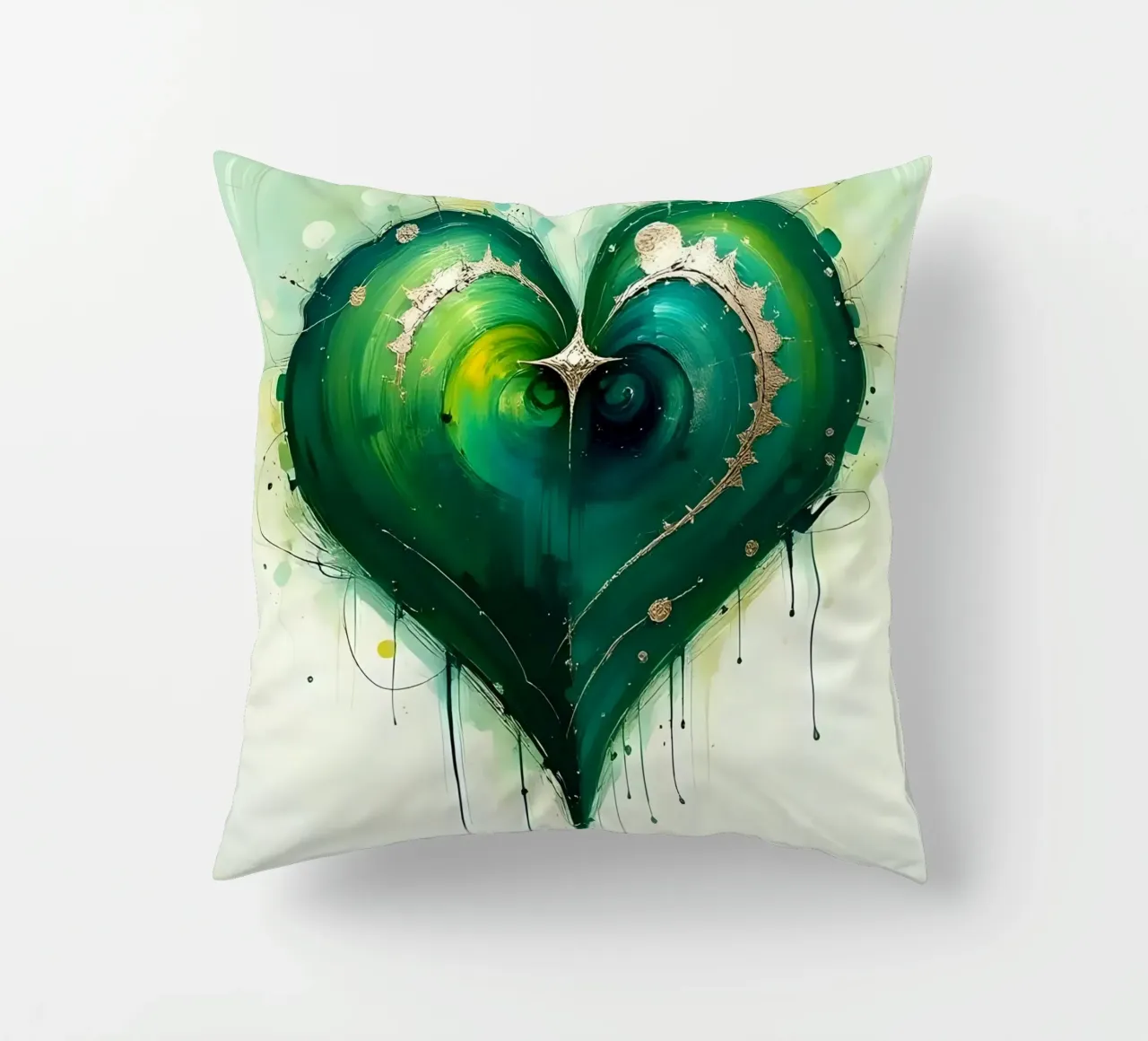cuore_verde_argento_4 cuscino da Pink- und LoveArt by LK