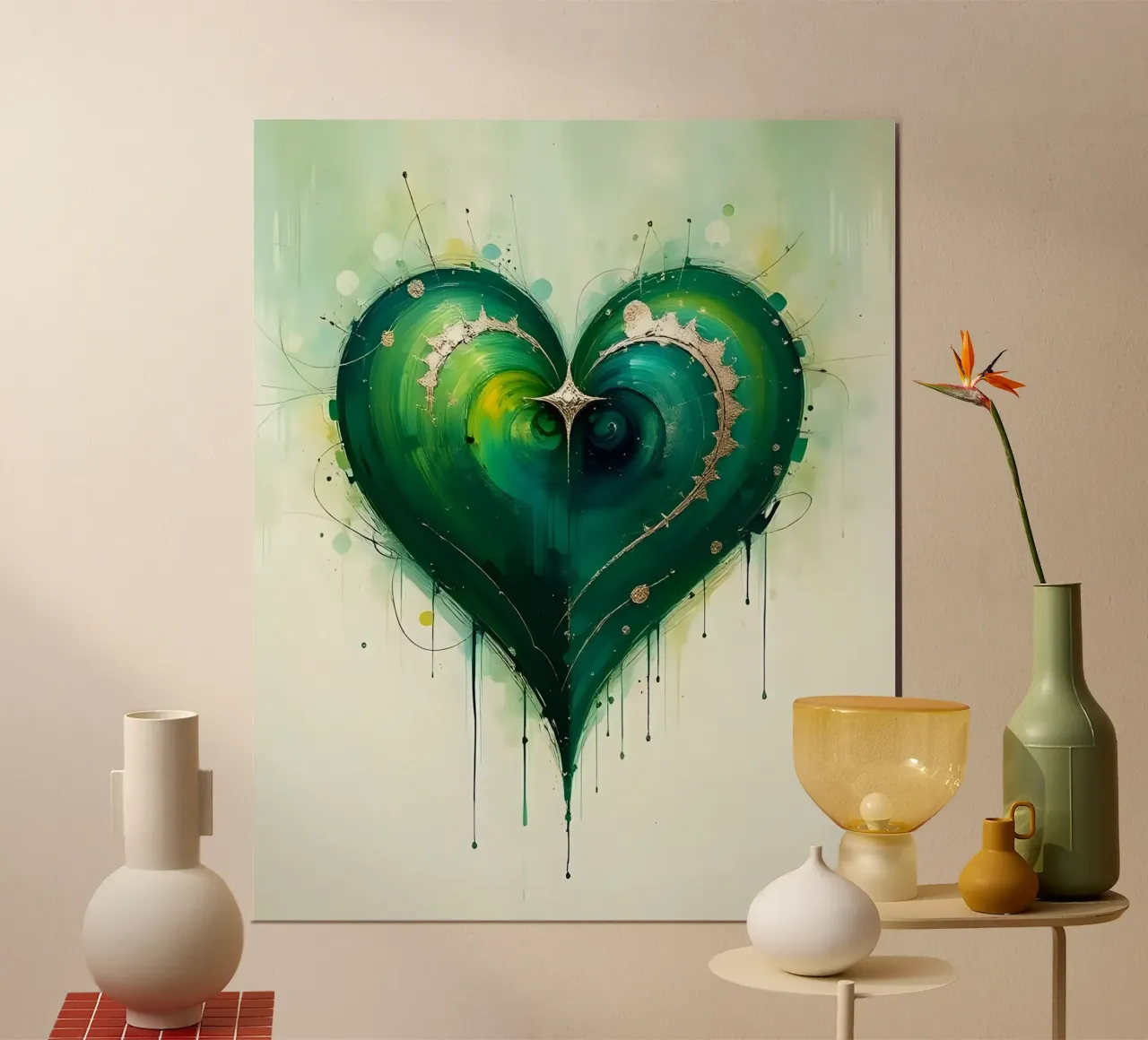 cuore_verde_argento_4 carta hahnemühle da Pink- und LoveArt by LK