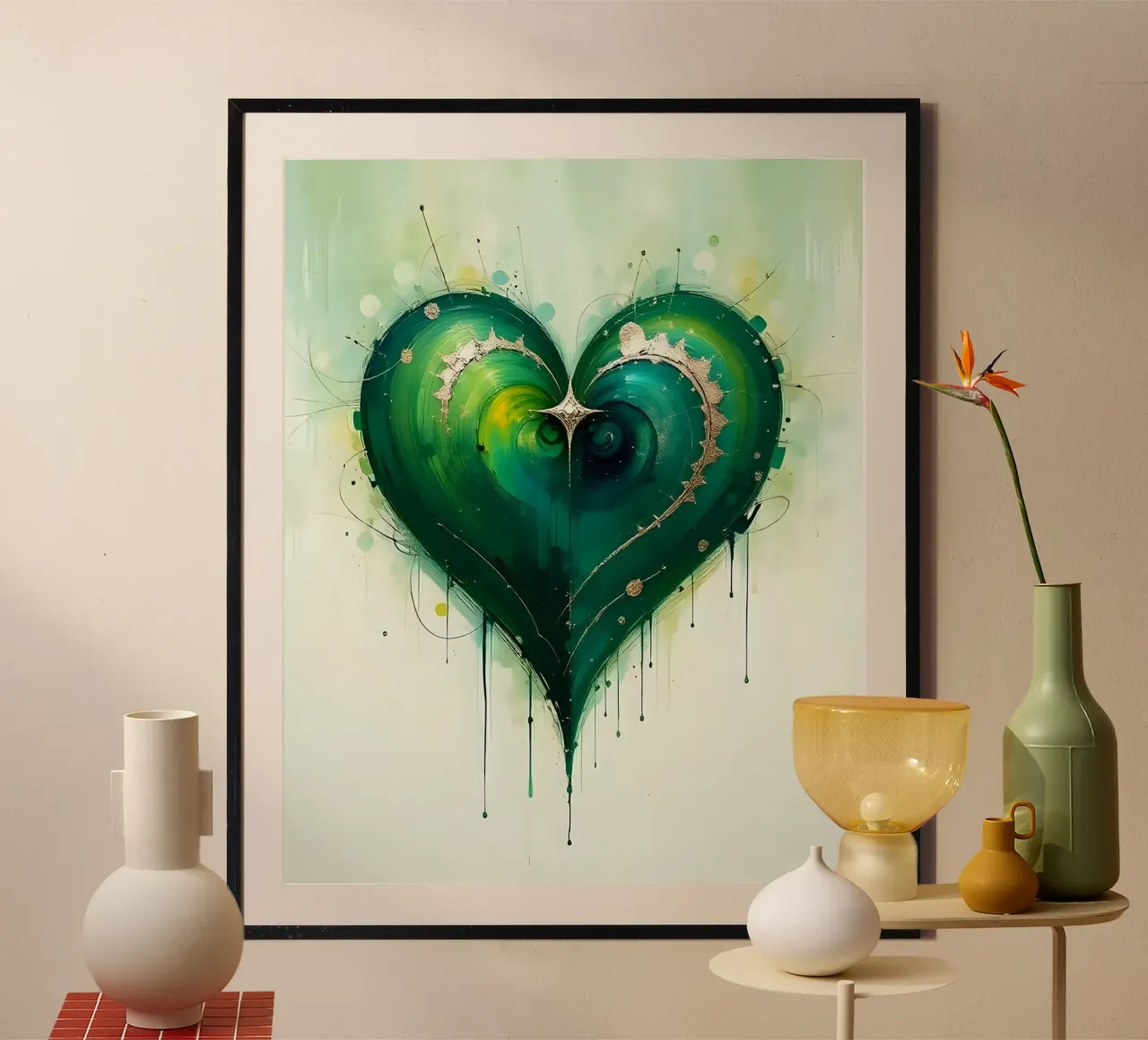 cuore_verde_argento_4 carta hahnemühle da Pink- und LoveArt by LK
