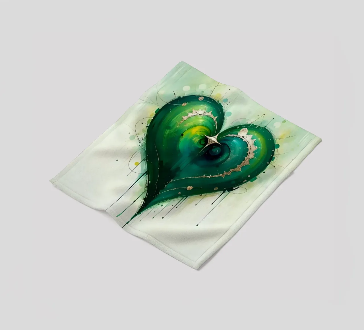cuore_verde_argento_4 coperta in pile da Pink- und LoveArt by LK