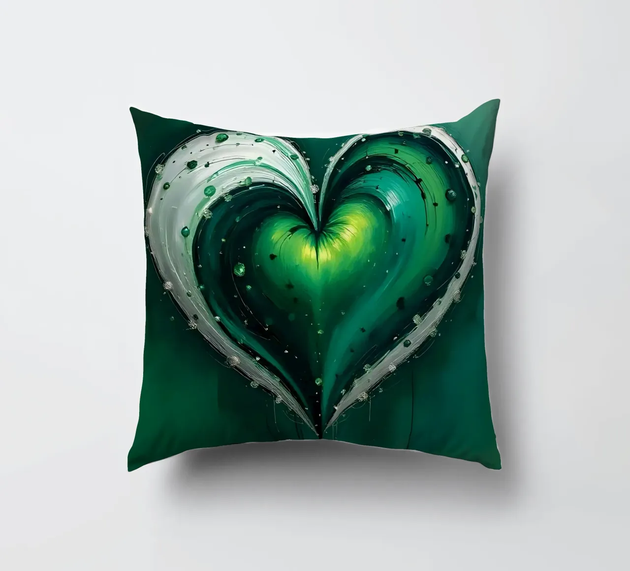 heart_green_silver_5 decorative cushion by Pink- und LoveArt by LK