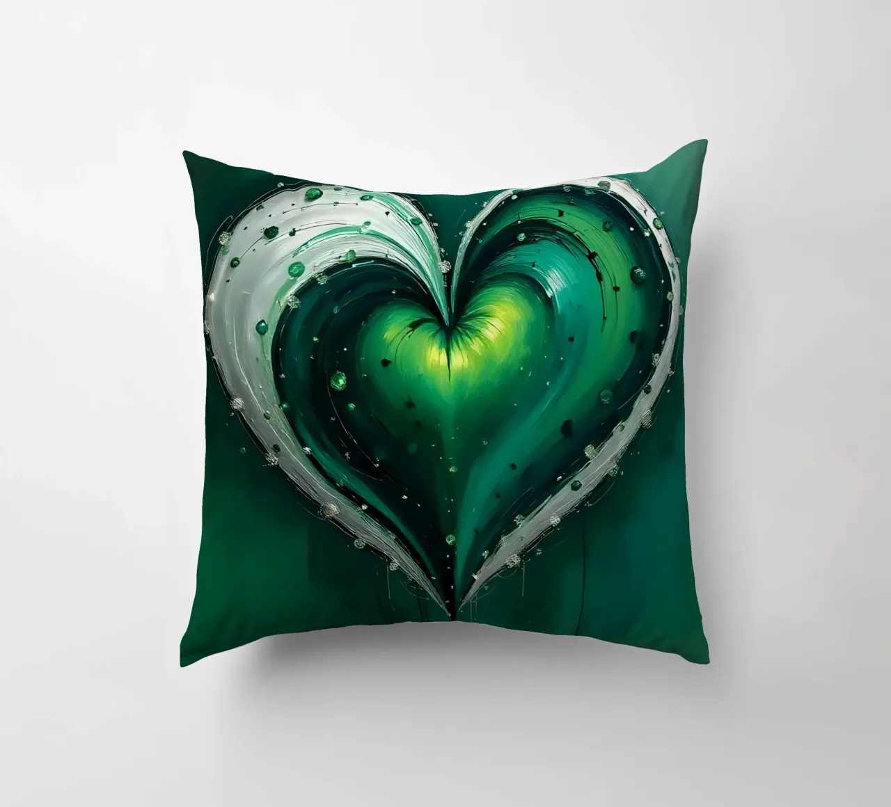 heart_green_silver_5 decorative cushion by Pink- und LoveArt by LK