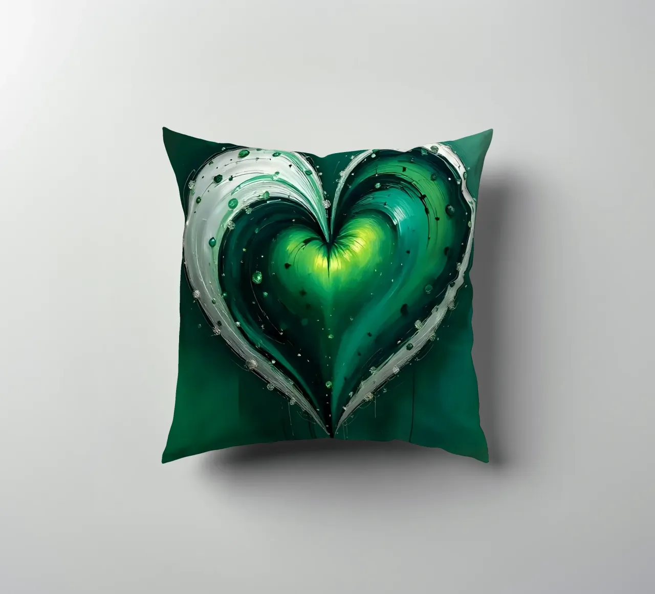 heart_green_silver_5 decorative cushion by Pink- und LoveArt by LK