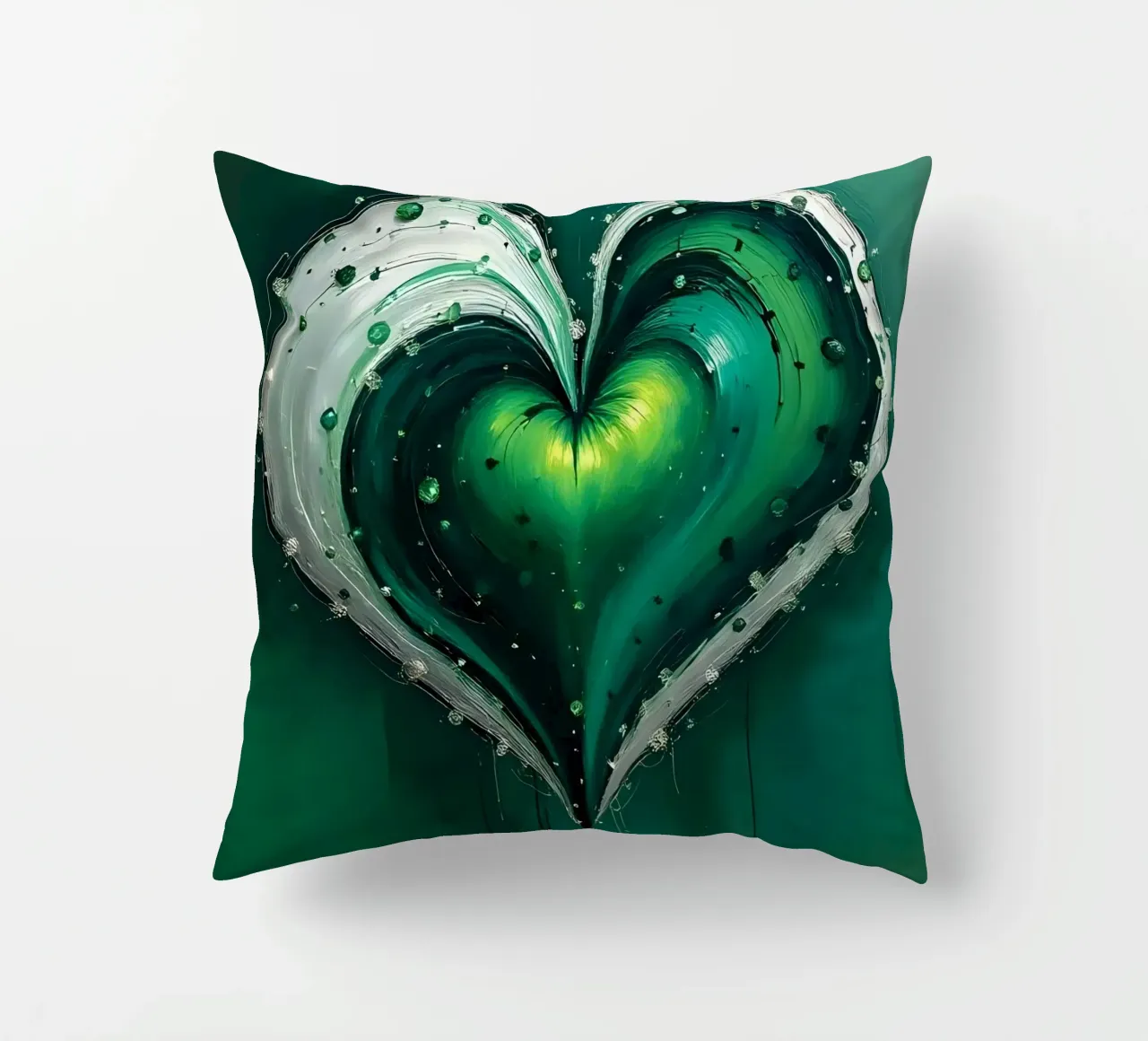 heart_green_silver_5 decorative cushion by Pink- und LoveArt by LK