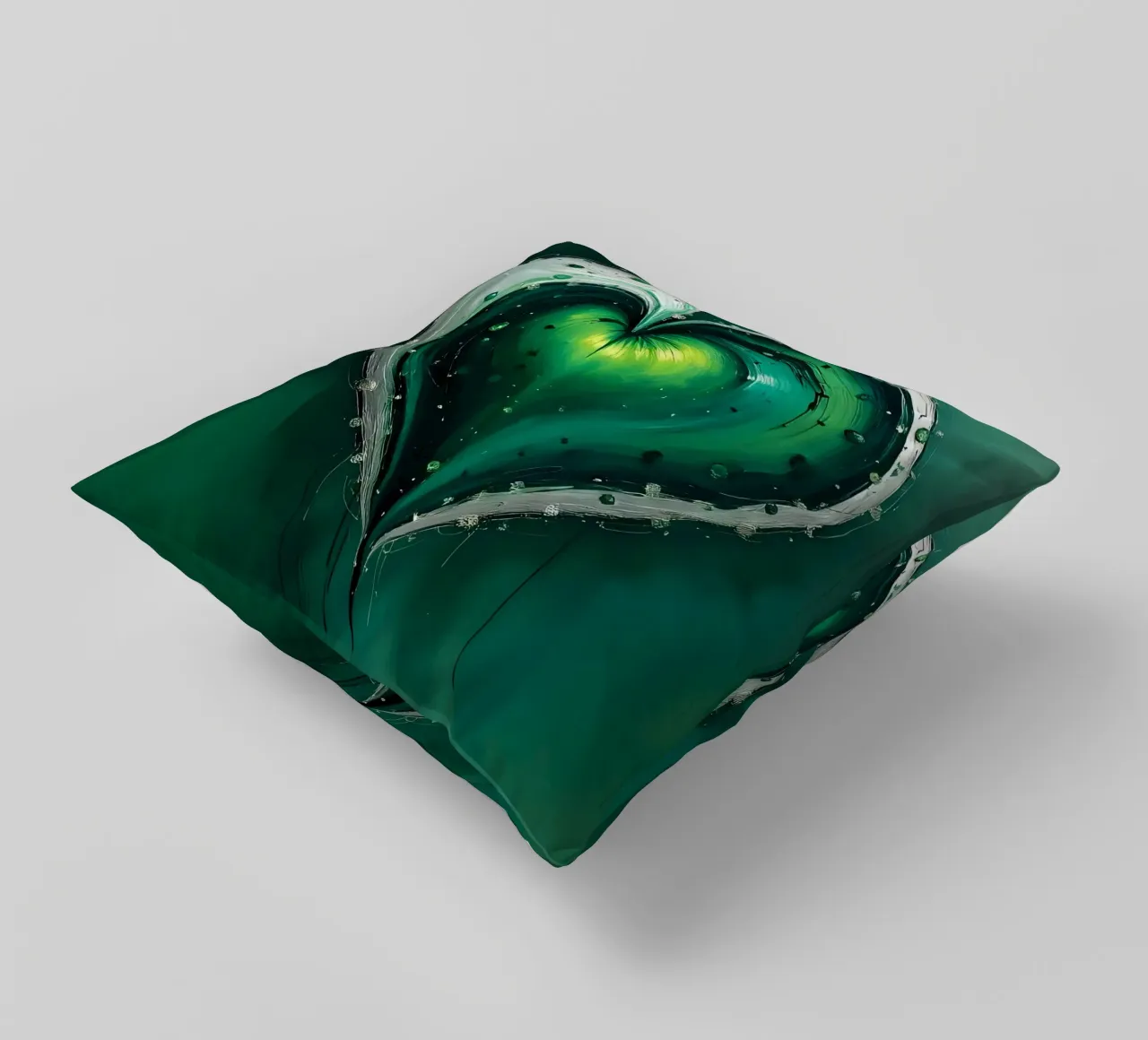 heart_green_silver_5 decorative cushion by Pink- und LoveArt by LK