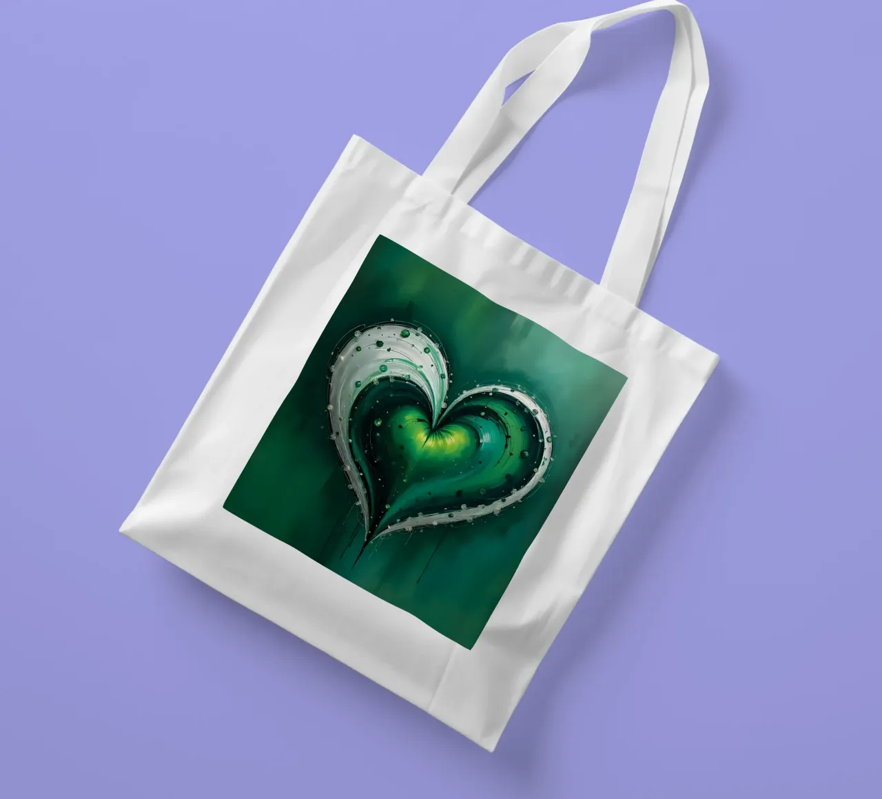 cuore_verde_argento_5 borsa in juta da Pink- und LoveArt by LK