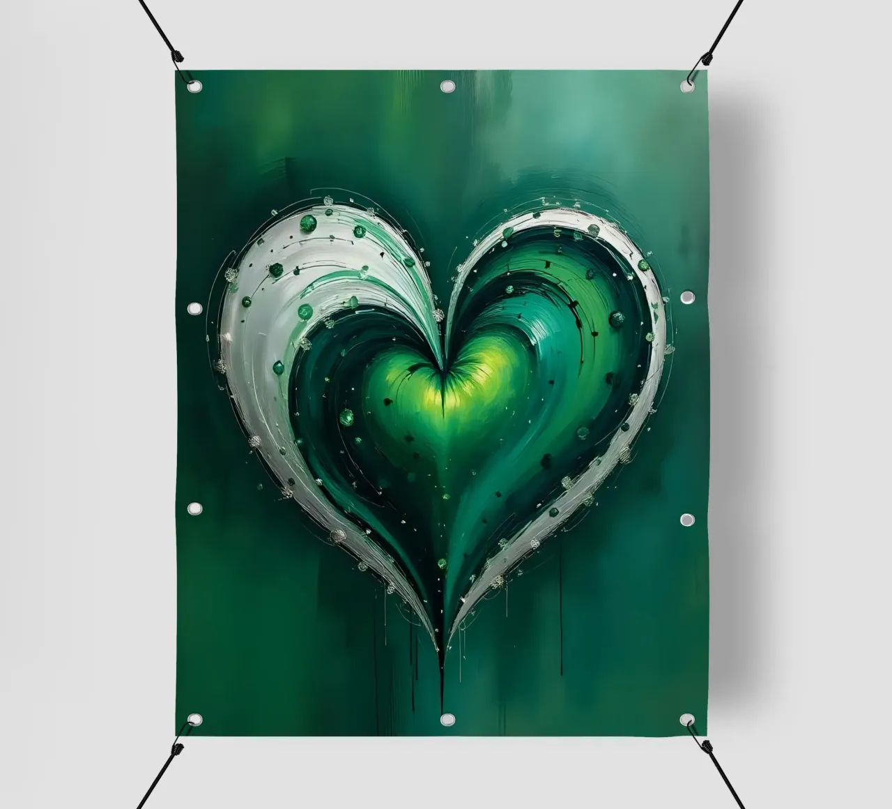 cuore_verde_argento_5 telo in pvc da Pink- und LoveArt by LK
