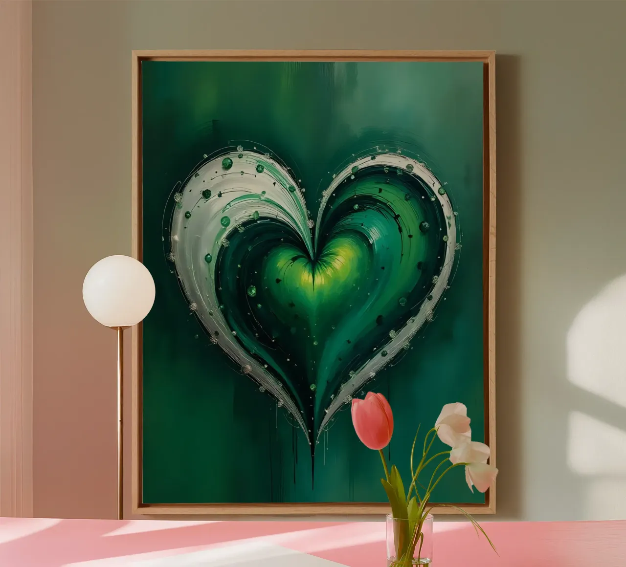cuore_verde_argento_5 tela da Pink- und LoveArt by LK