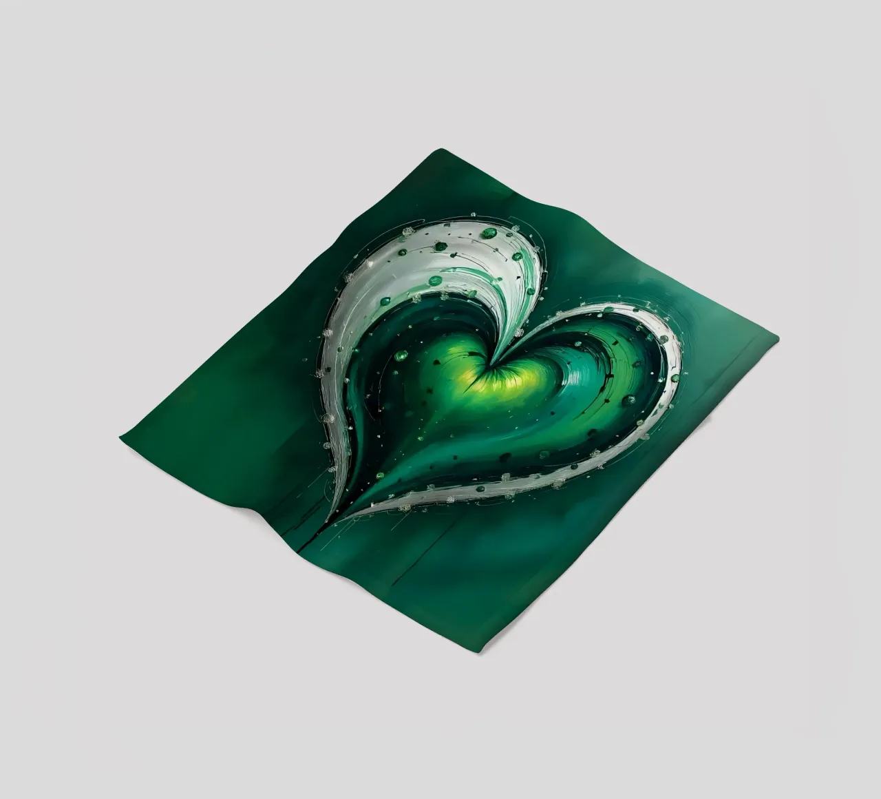 cuore_verde_argento_5 coperta in pile da Pink- und LoveArt by LK